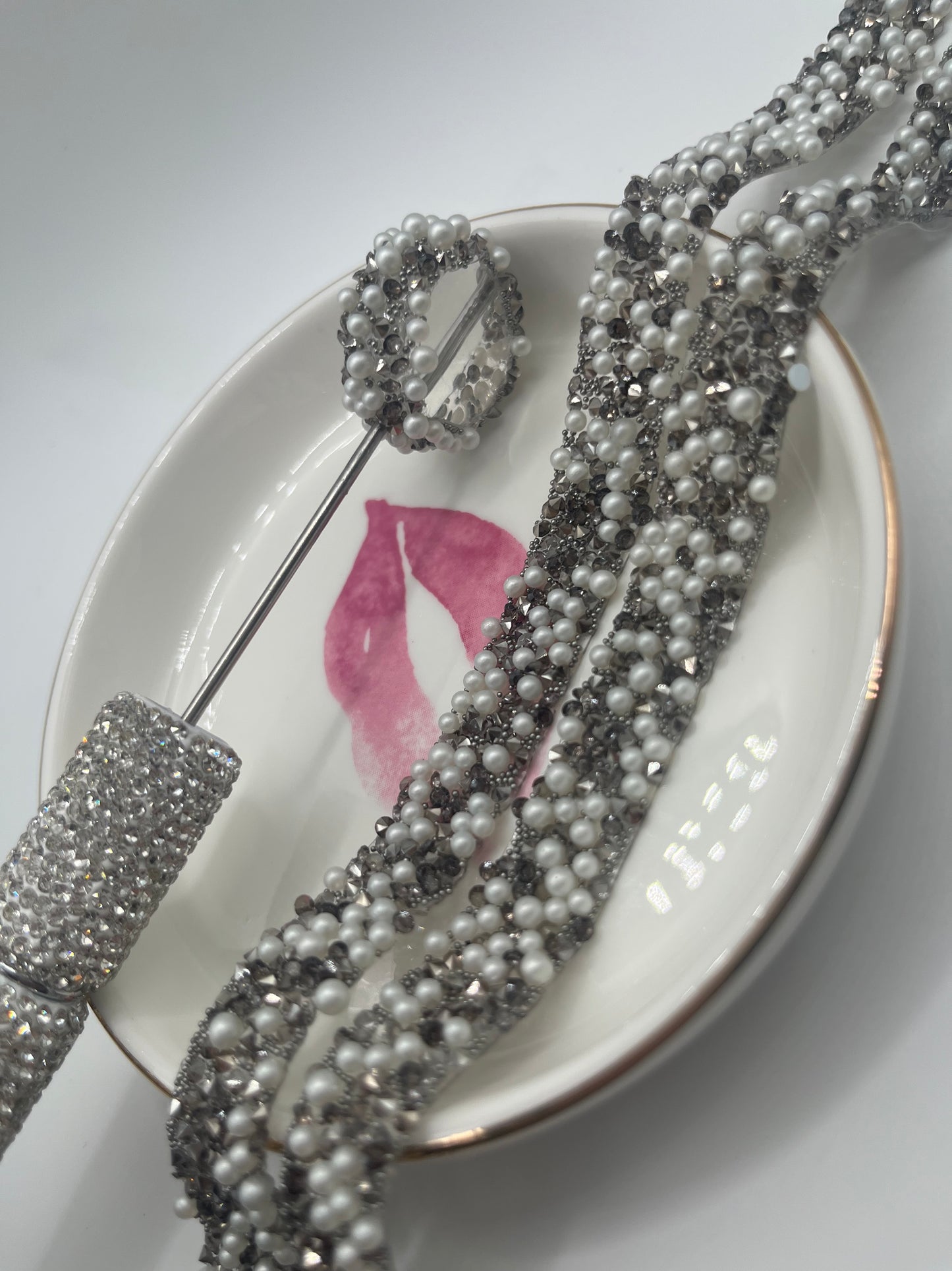 #581 Dark Grey Pearl Bead Tape