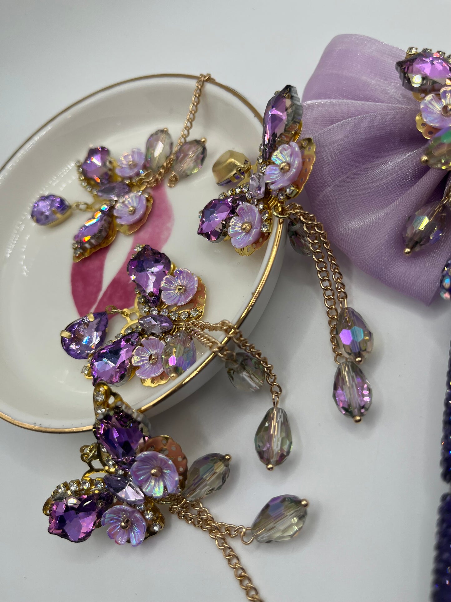 Handmade Purple Bling Butterfly Charm (1 pc)