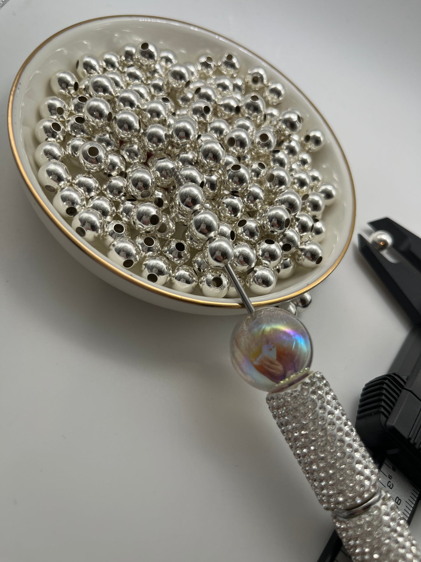 50pc 8mm Silver Acrylic Bead