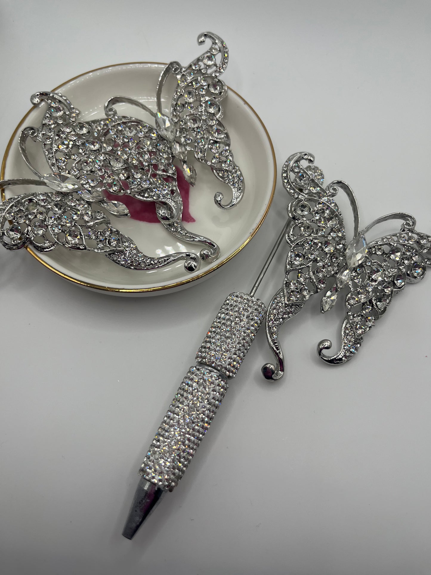 1pc Jumbo Rhinestone Metal Butterfly Charm