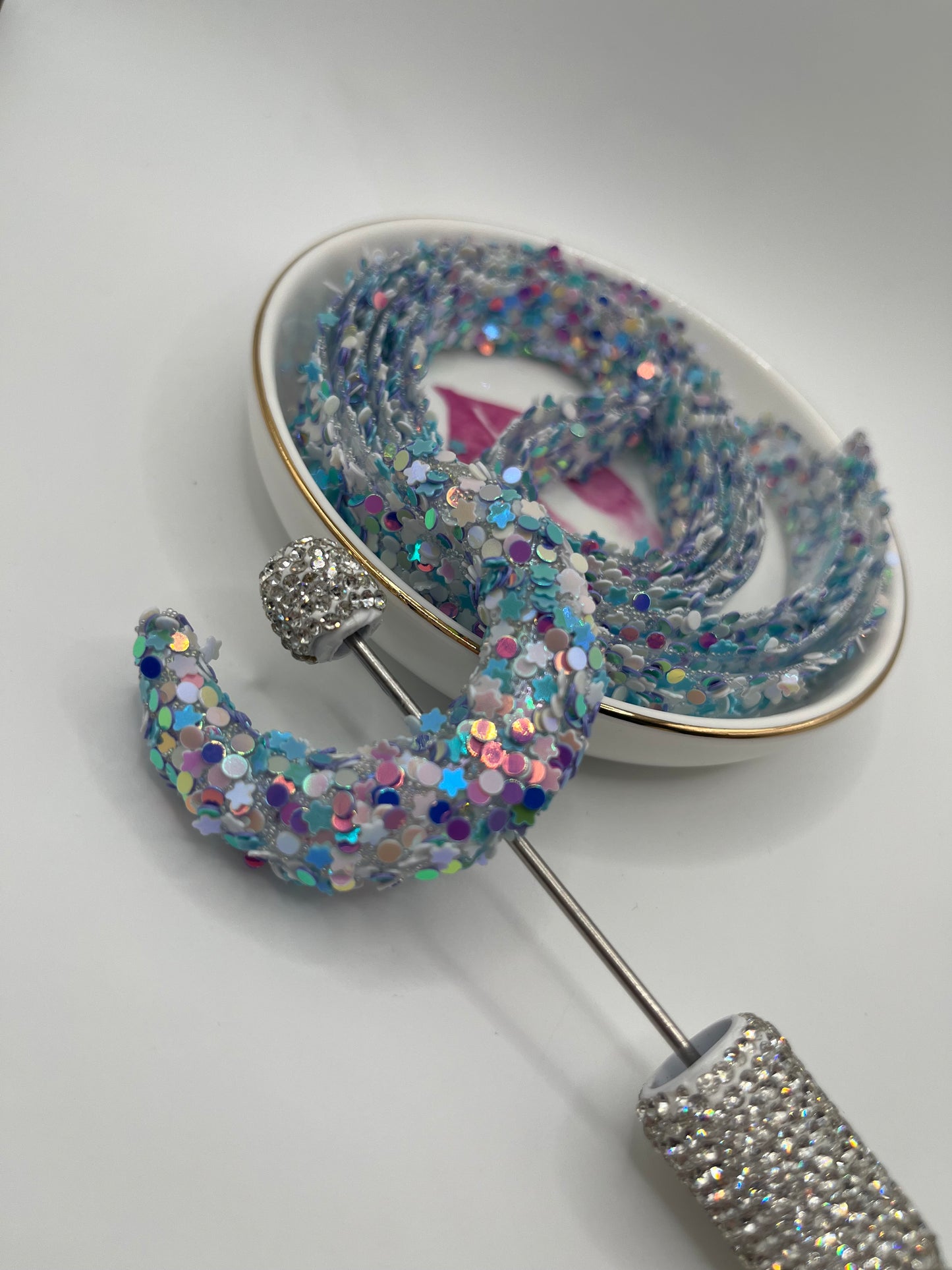 3pc Pre-Wrapped Acrylic Moon Bead (Crescent Shape - 2 Hole)