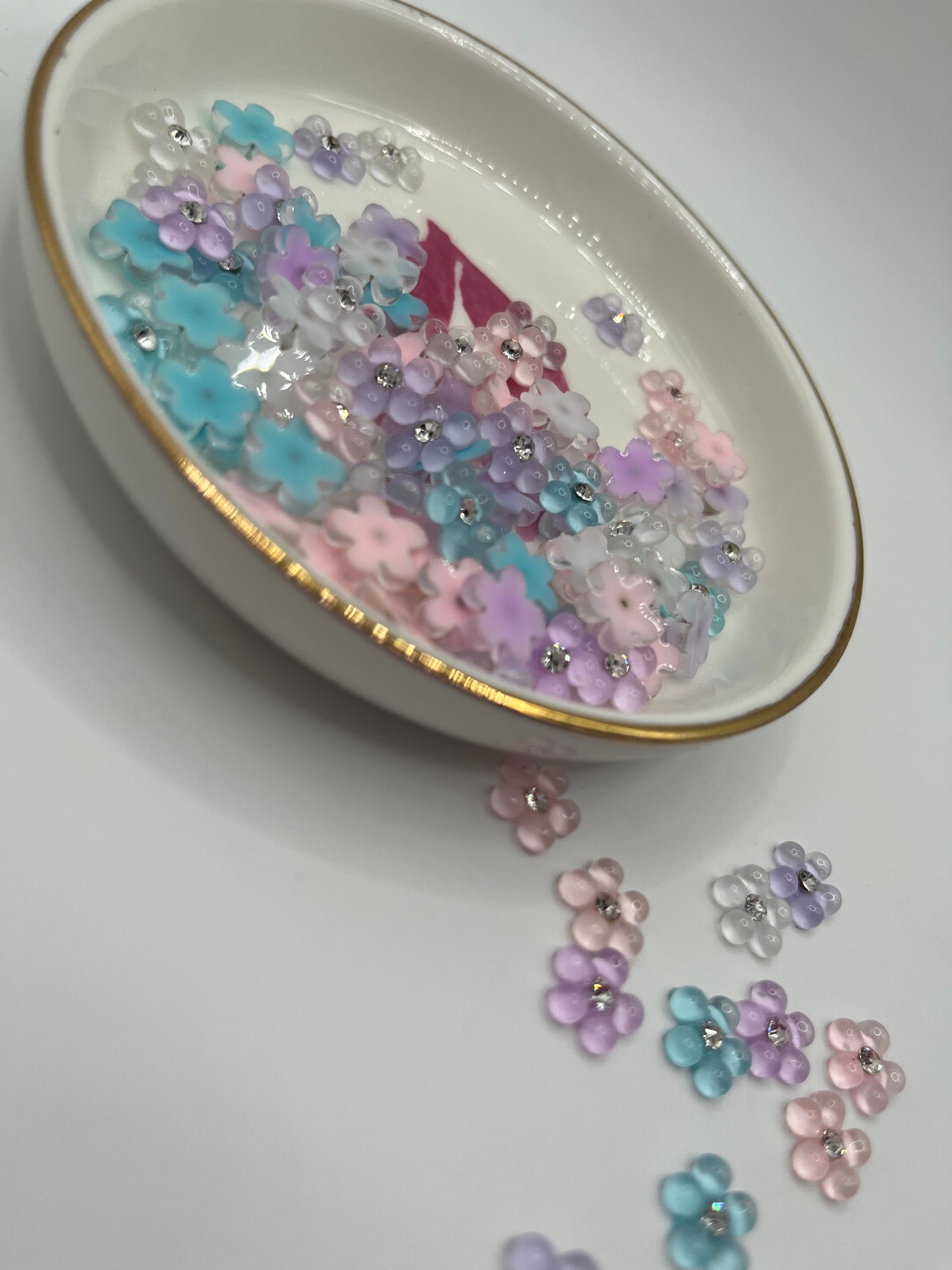100pc Pastel Flower Mix Nail Charm