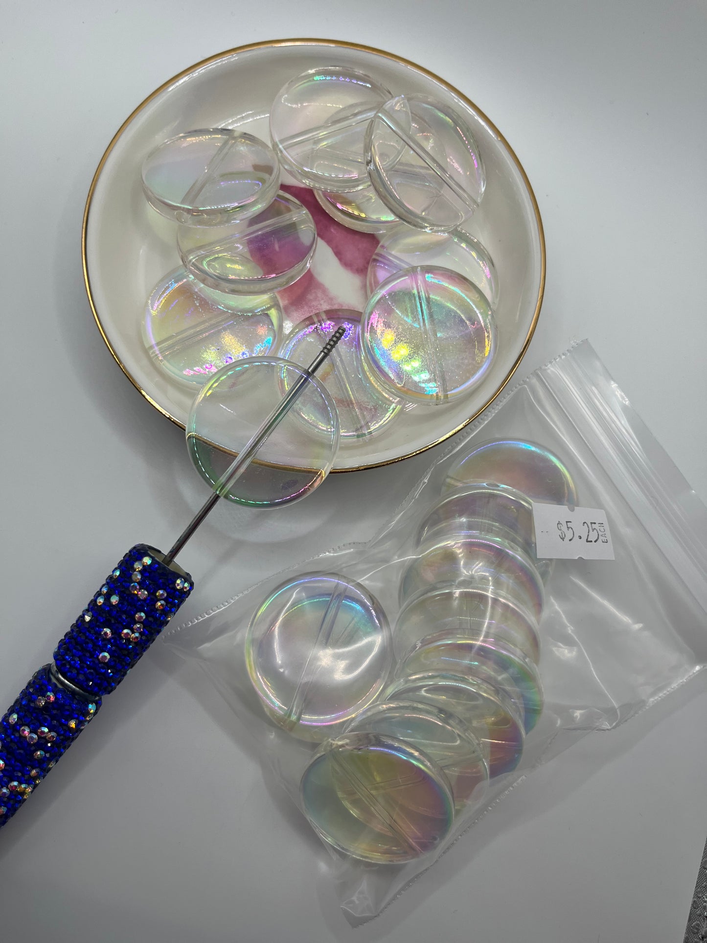 10pc Large Flat Round UV Acrylic Base Bead