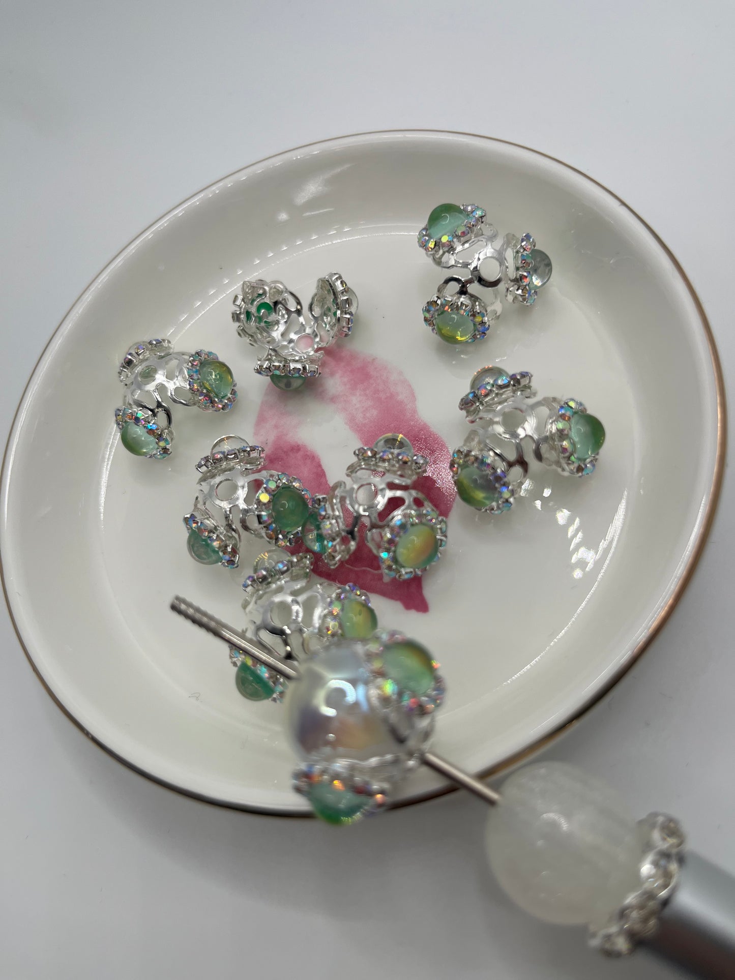6pc Silver Fancy Bead Caps (Fits 16mm Beads)