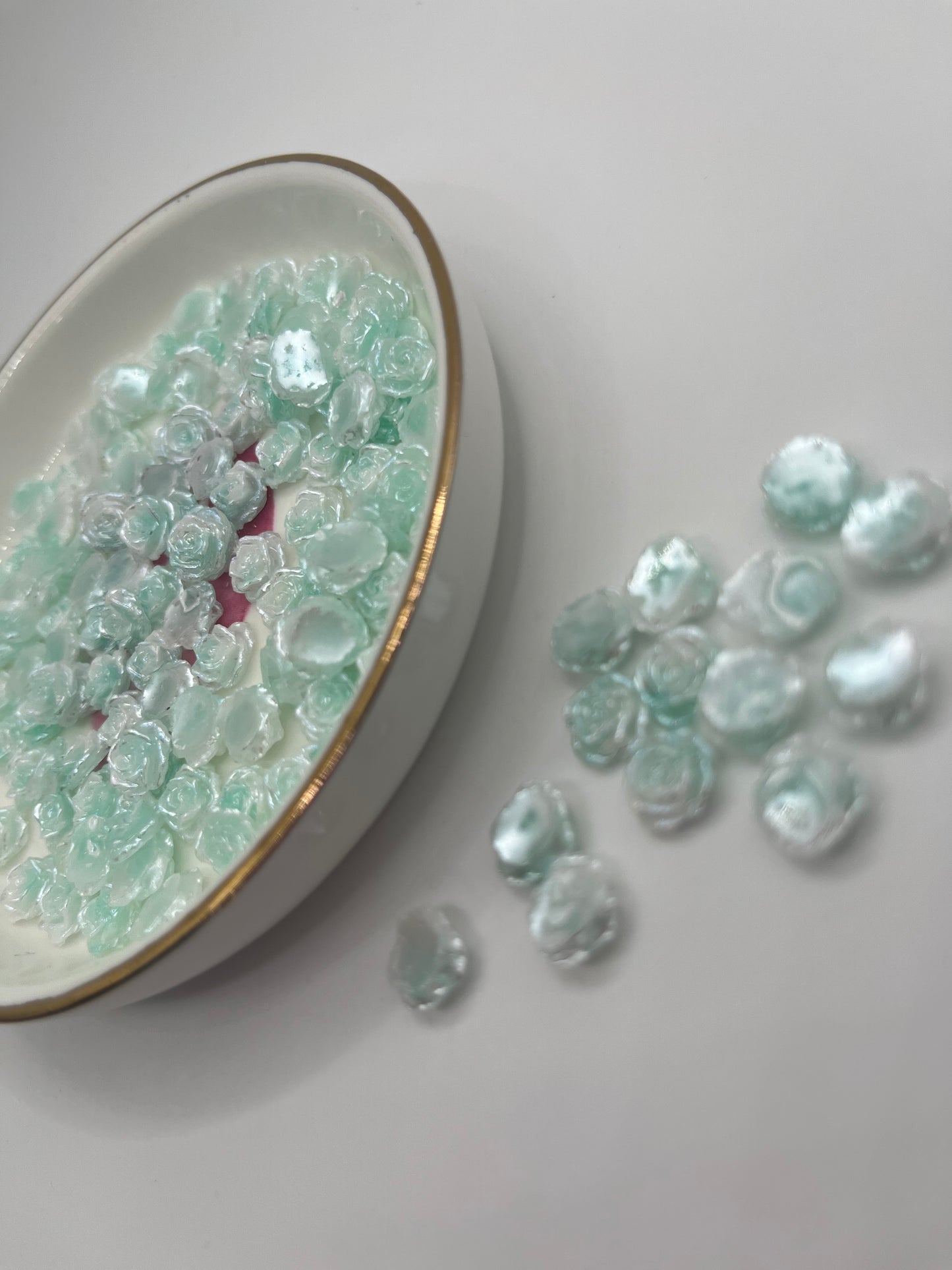 100pc Mint Green Flower Nail Charm