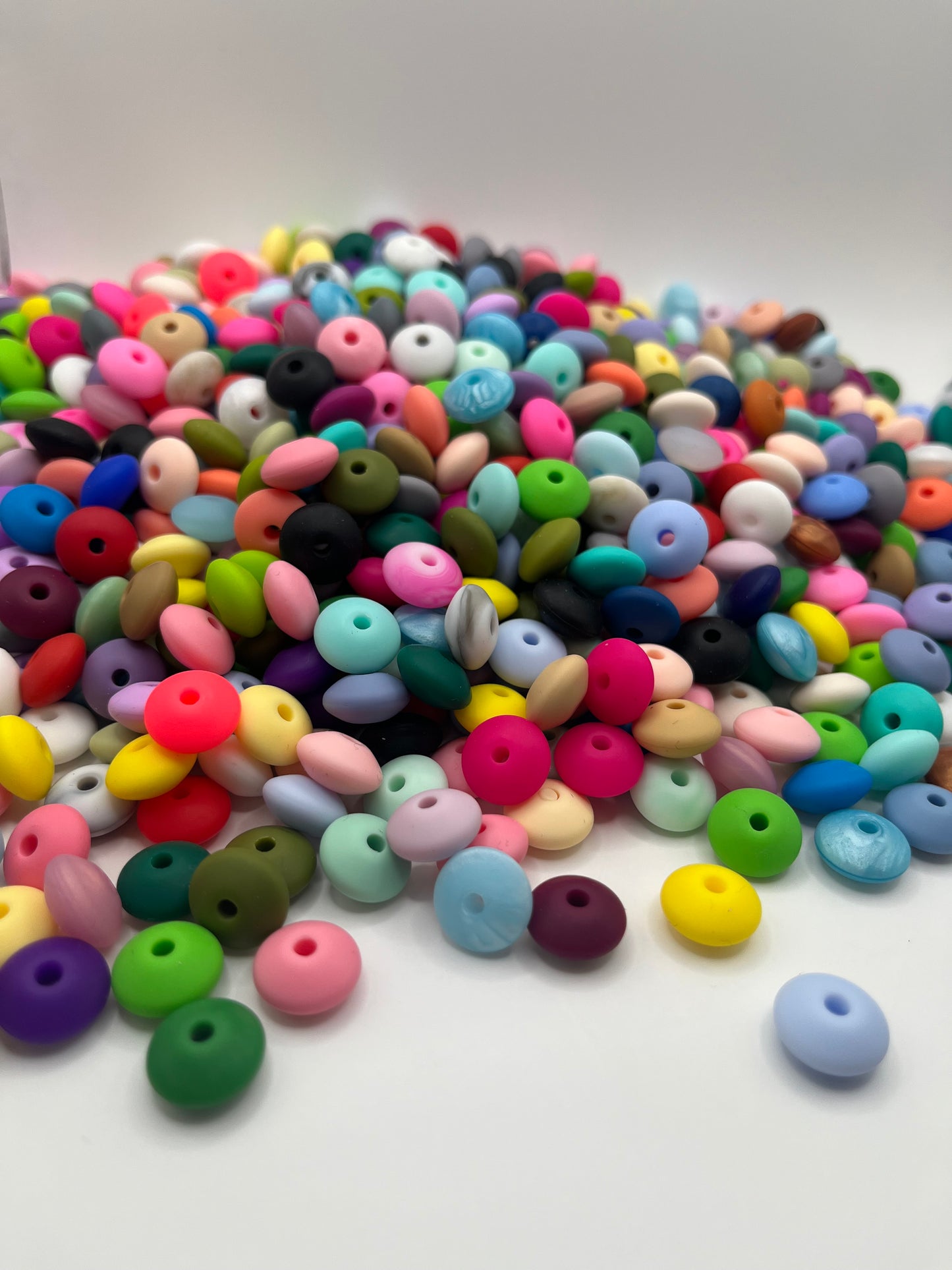 50pcs- Silicone Lentil Beads Spacers - Mixed Color -12mm