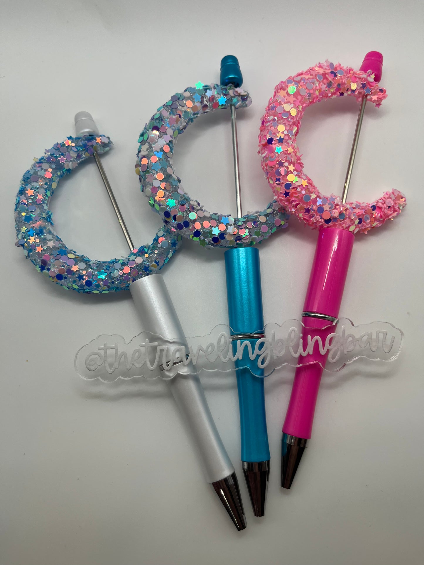 3pc Pre-Wrapped Acrylic Moon Bead (Crescent Shape - 2 Hole)