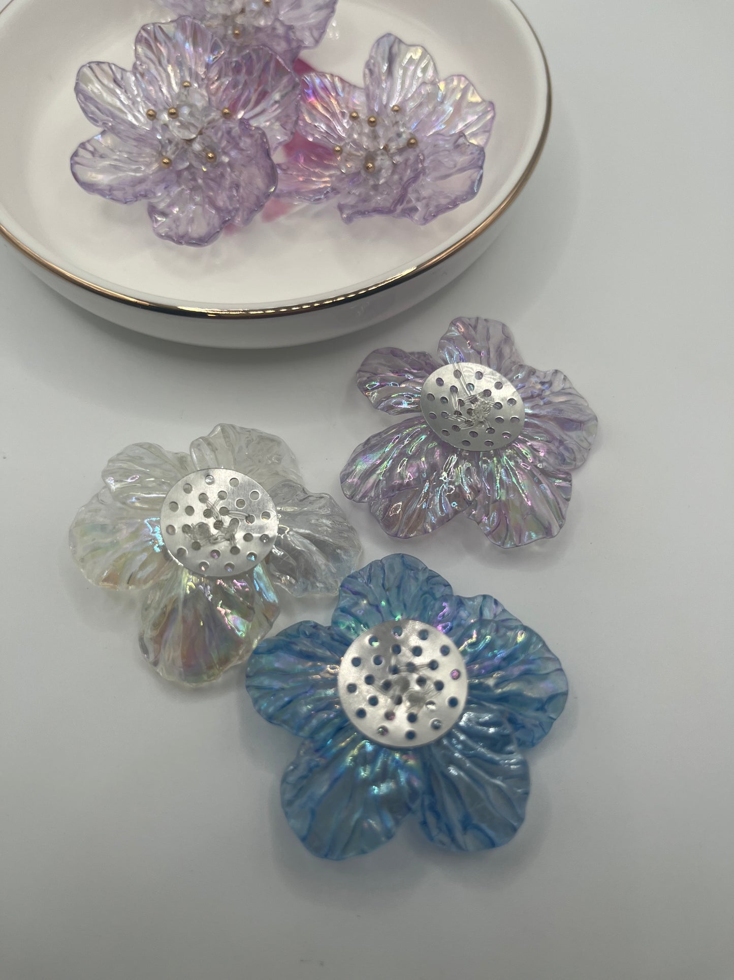 4pc Handmade Acrylic 6 Petal Flower (For DIY) [This Is Not A Bead]