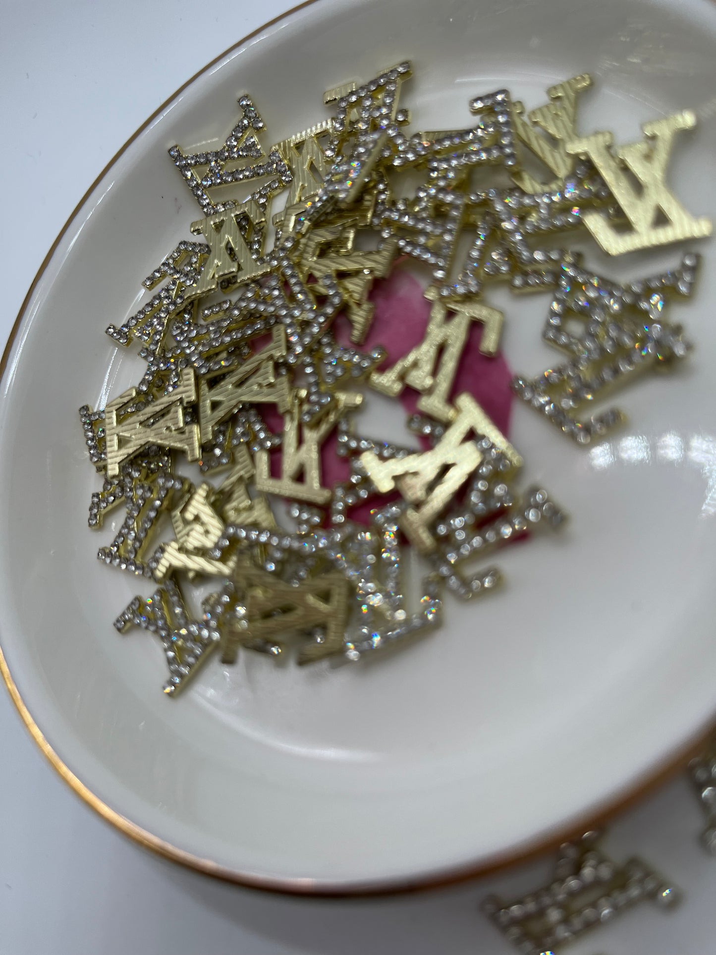 30pcs LV Rhinestone (Small) Gold Metal Charm
