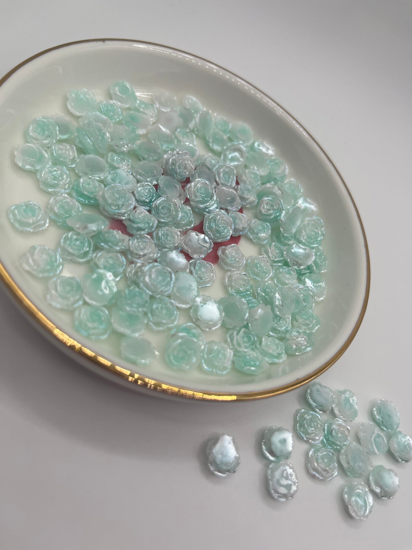100pc Mint Green Flower Nail Charm