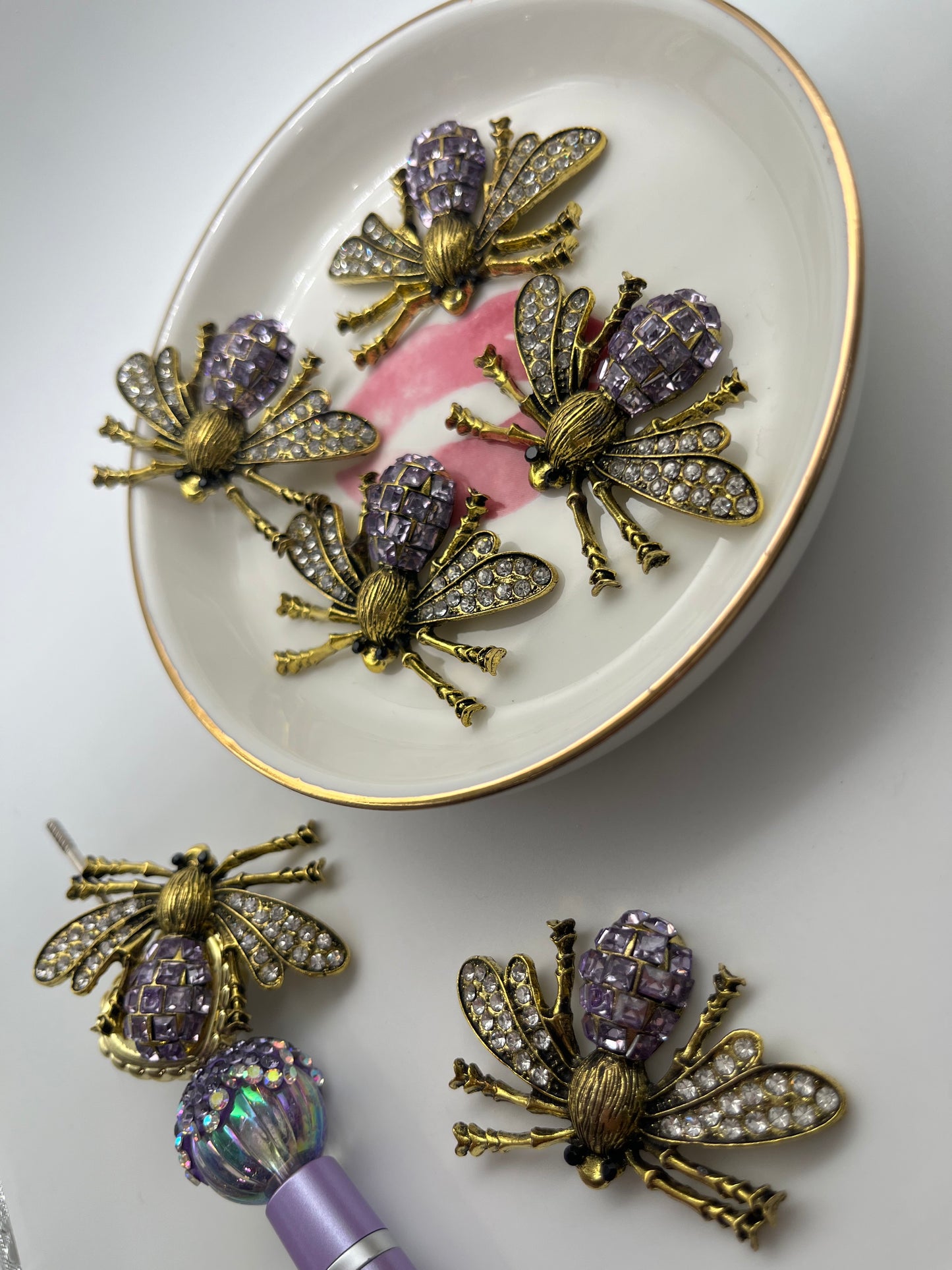 1pc Purple Bee Metal Charm