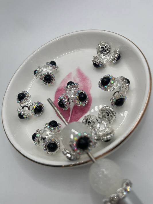 6pc Silver Fancy Bead Caps (Fits 16mm Beads)