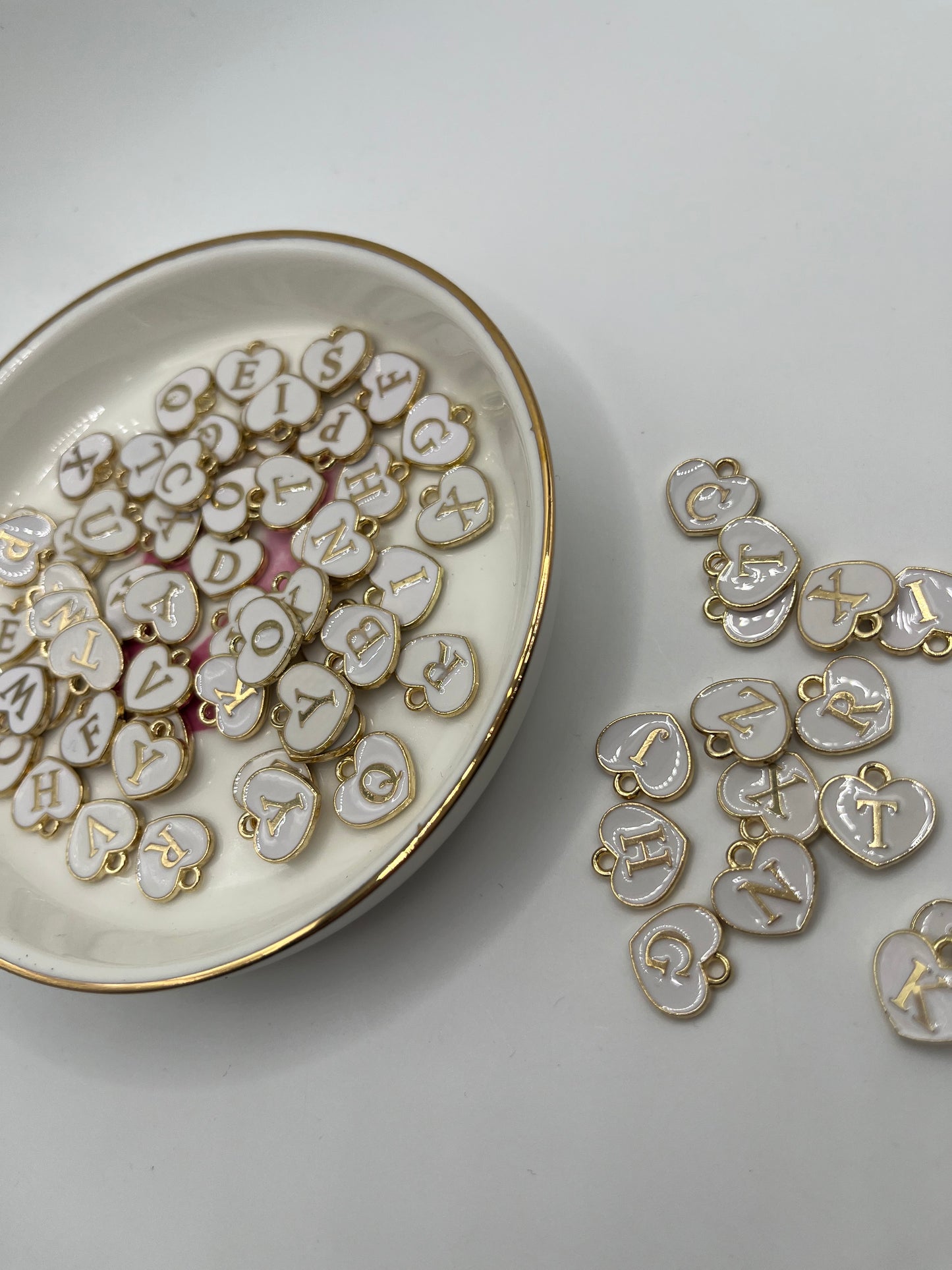 50pc Gold/White Letter Pendant (Random Mix)