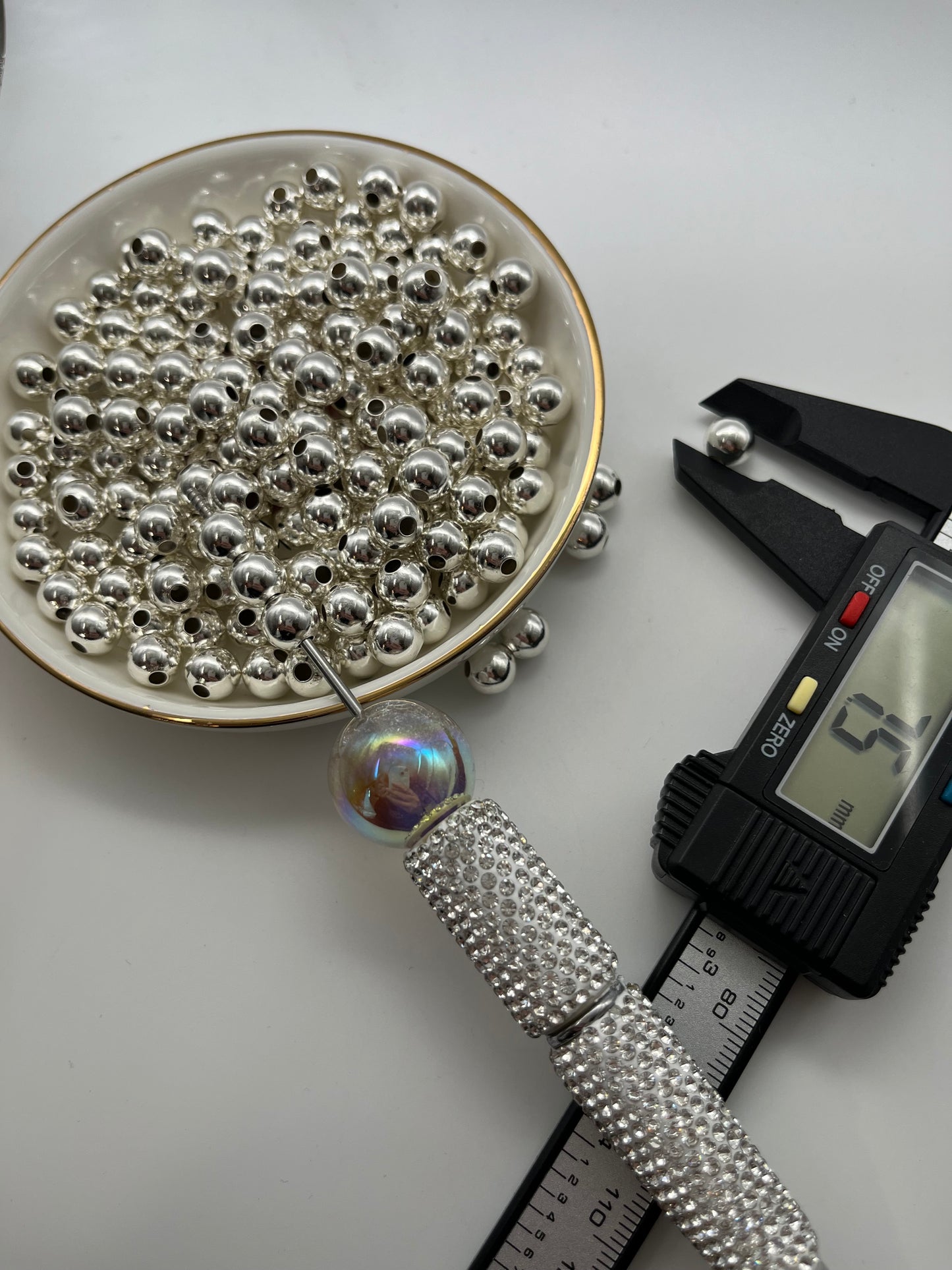 50pc 8mm Silver Acrylic Bead