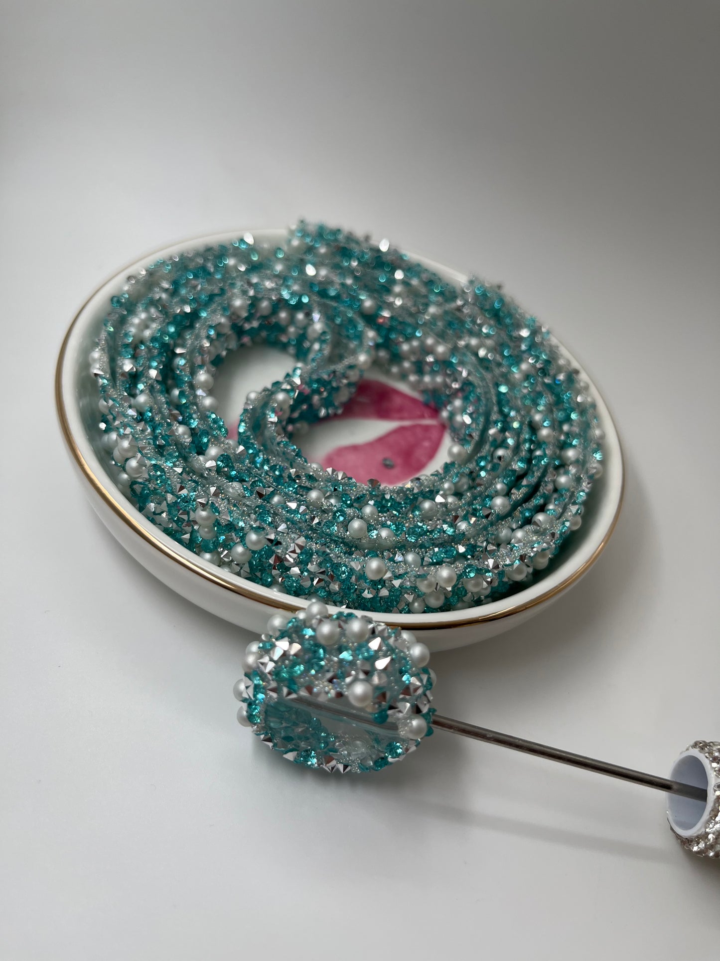 #574 Aqua Pearl Bead Tape [72 Inches]