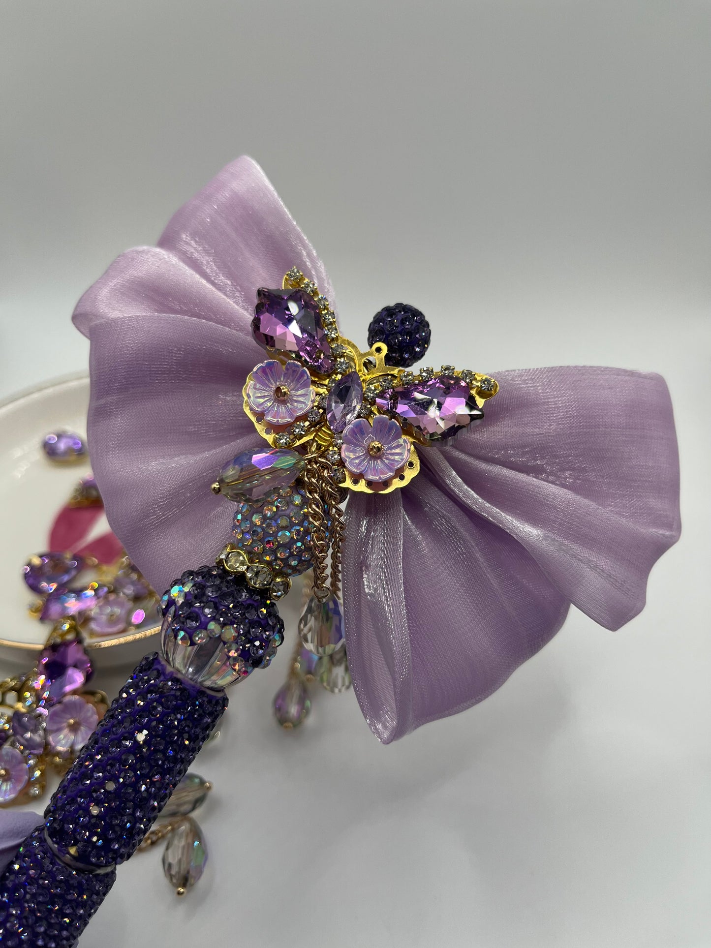 Handmade Purple Bling Butterfly Charm (1 pc)