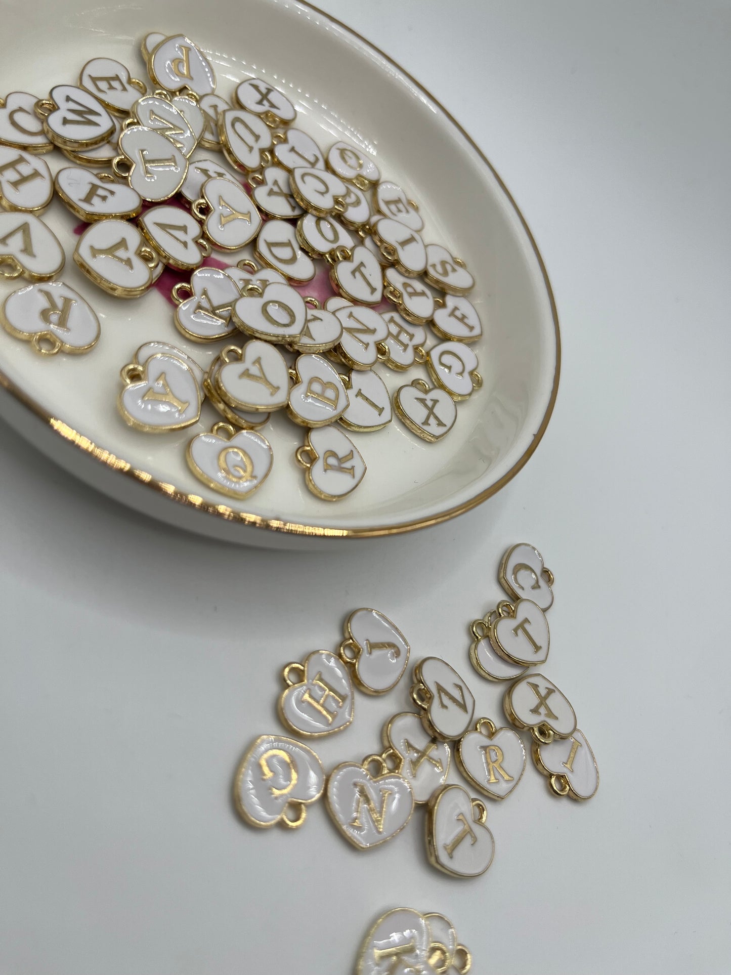 50pc Gold/White Letter Pendant (Random Mix)