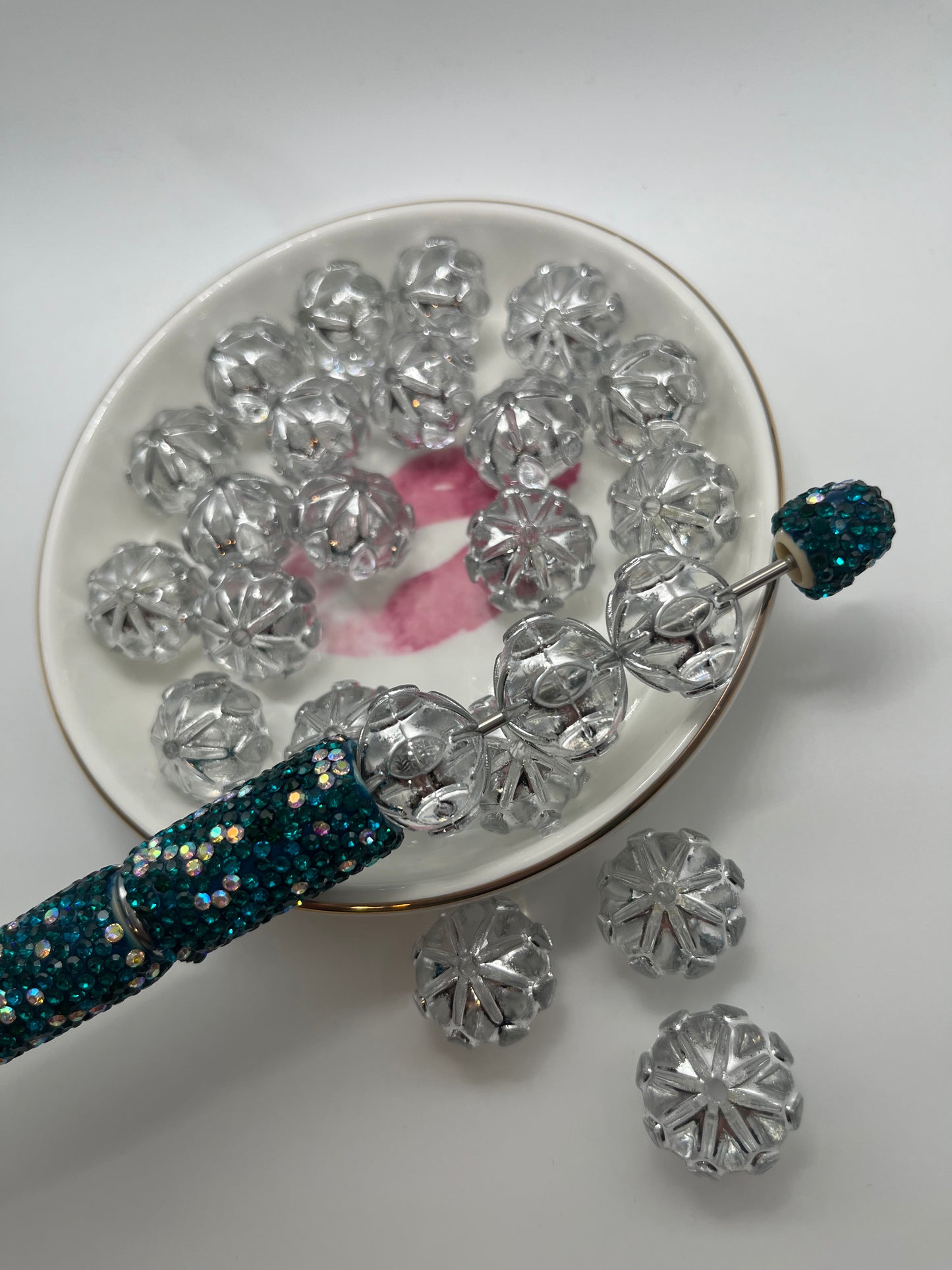 20pc Silver/Clear Lantern Style Acrylic Bead [15mm]
