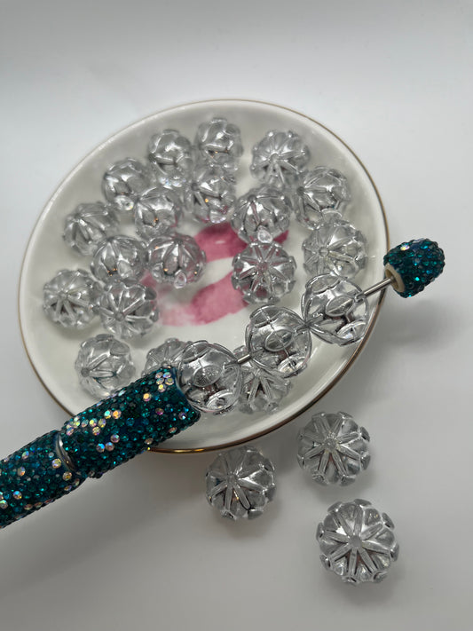 20pc Silver/Clear Lantern Style Acrylic Bead [15mm]