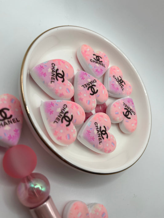 1pc CC Pink Snowflake Silicone Heart Bead