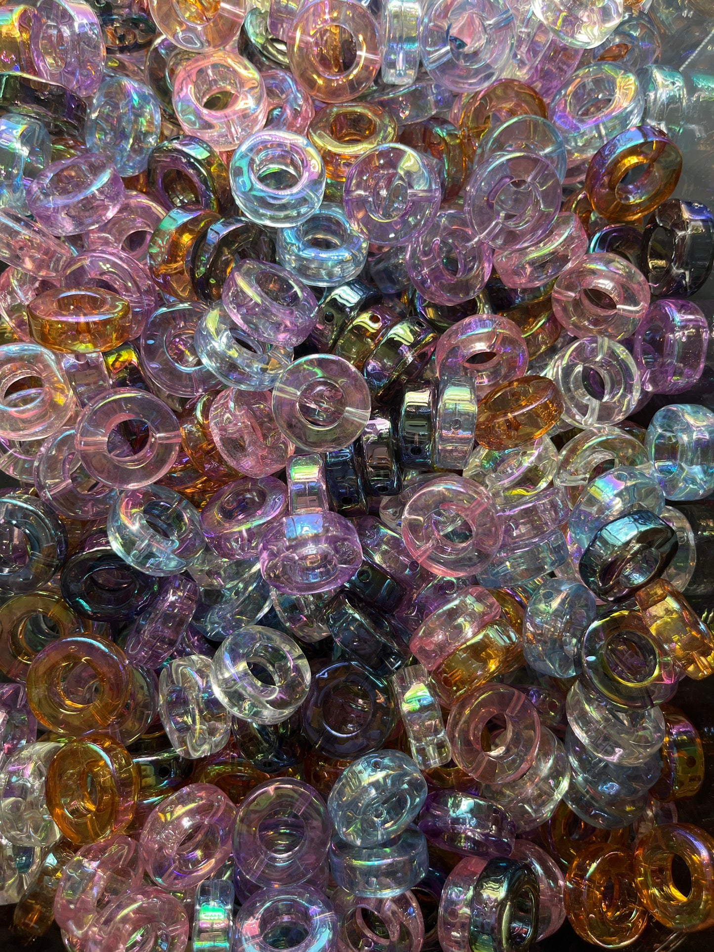 20pc Mixed Color (Clear UV) Flat Donut Base Bead [21mm]