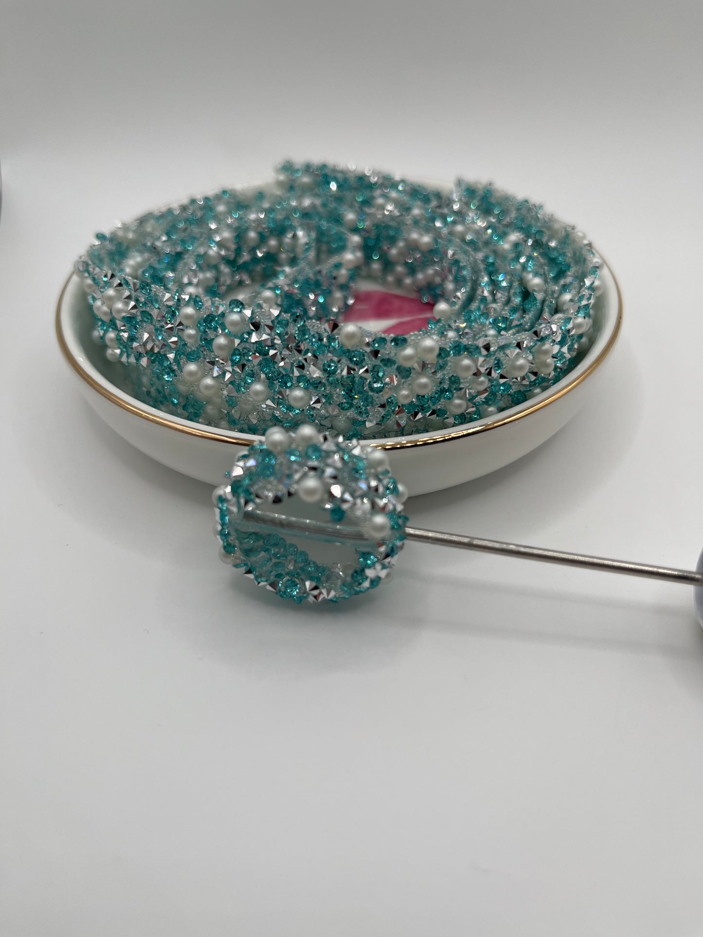 #574 Aqua Pearl Bead Tape [72 Inches]