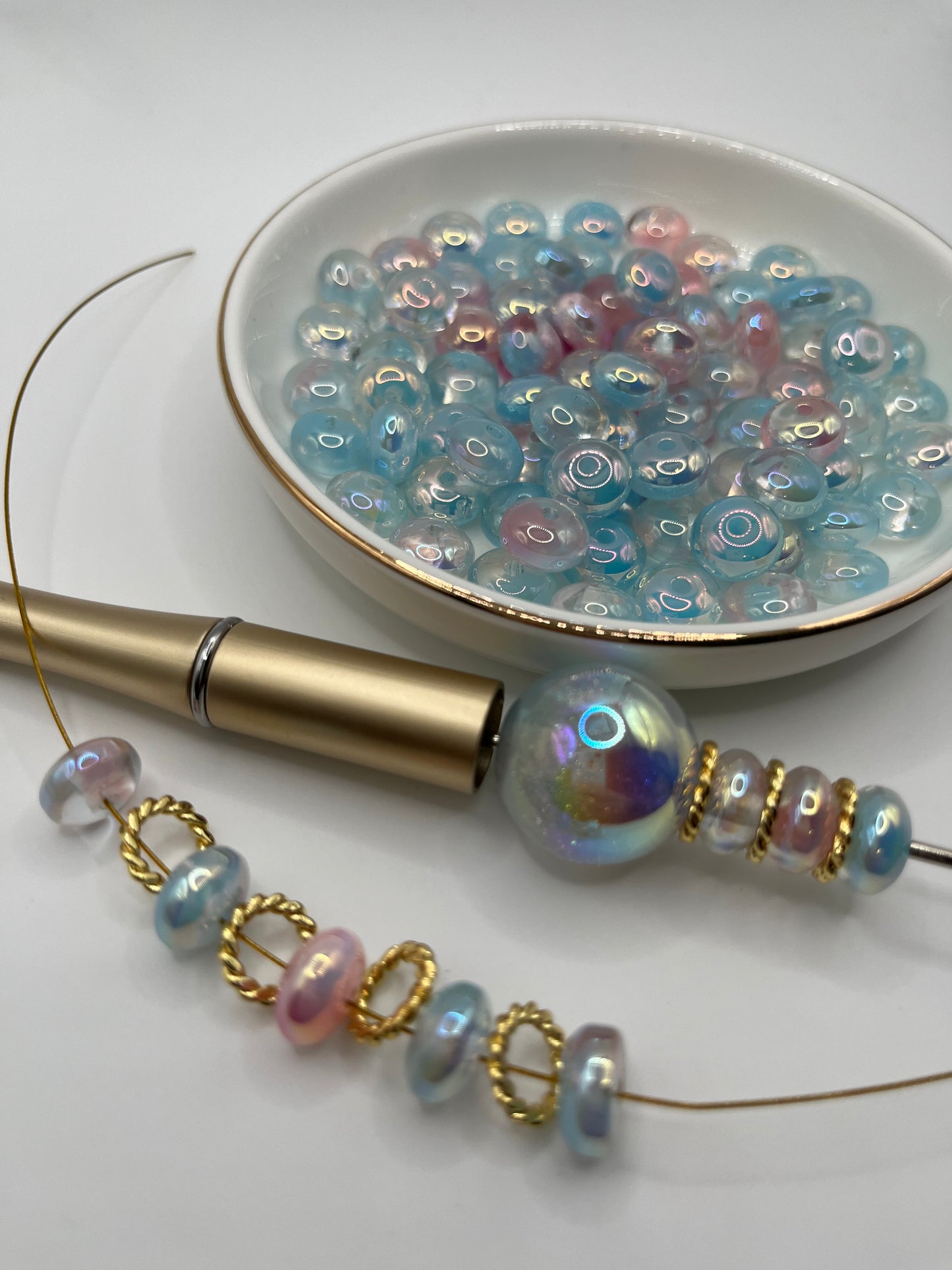 20pc Cotton Candy Acrylic Lentil Mix [6mm] (High Quality UV Coating)
