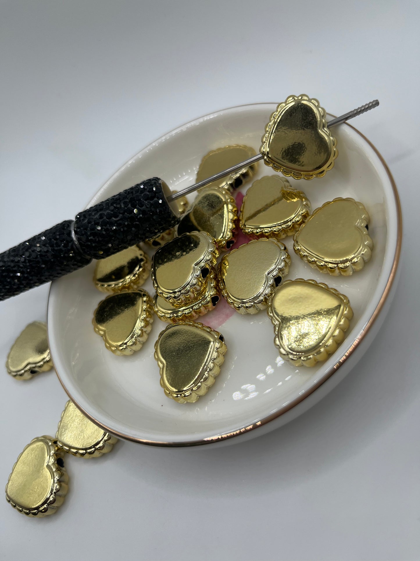 20p Metallic Heart Base Bead