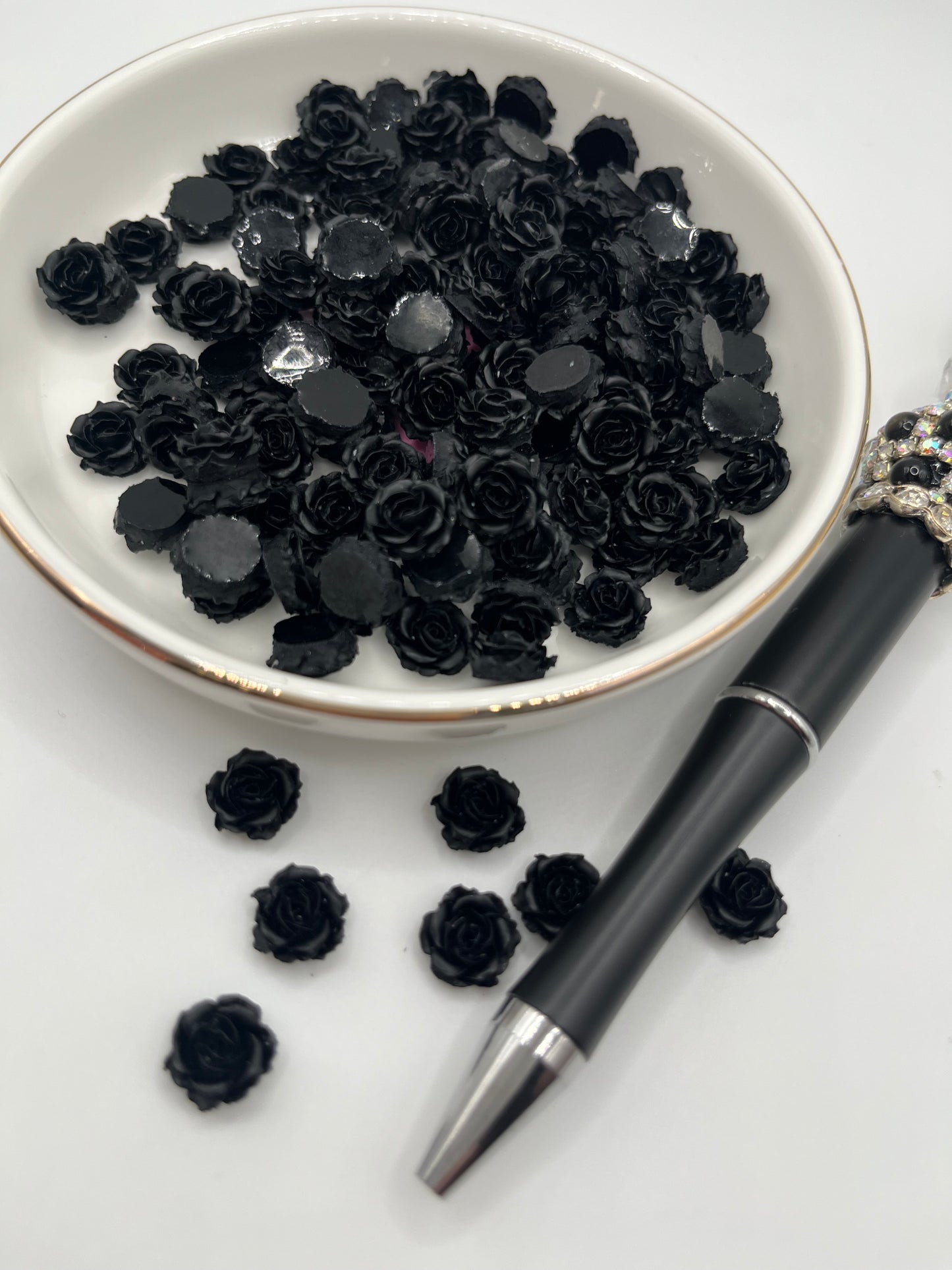 100pc Black Rose Nail Charm