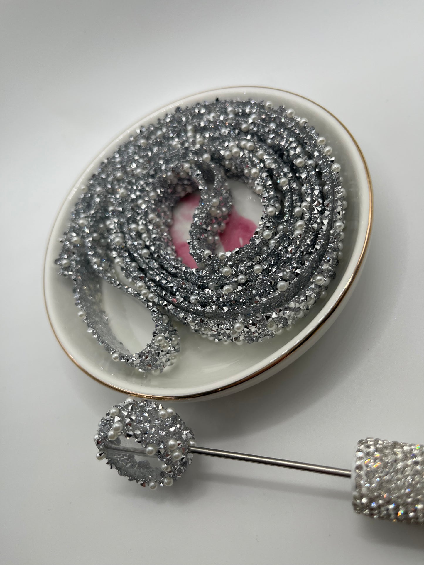 #582 - Silver Pearl Bead Tape [72 Inches]