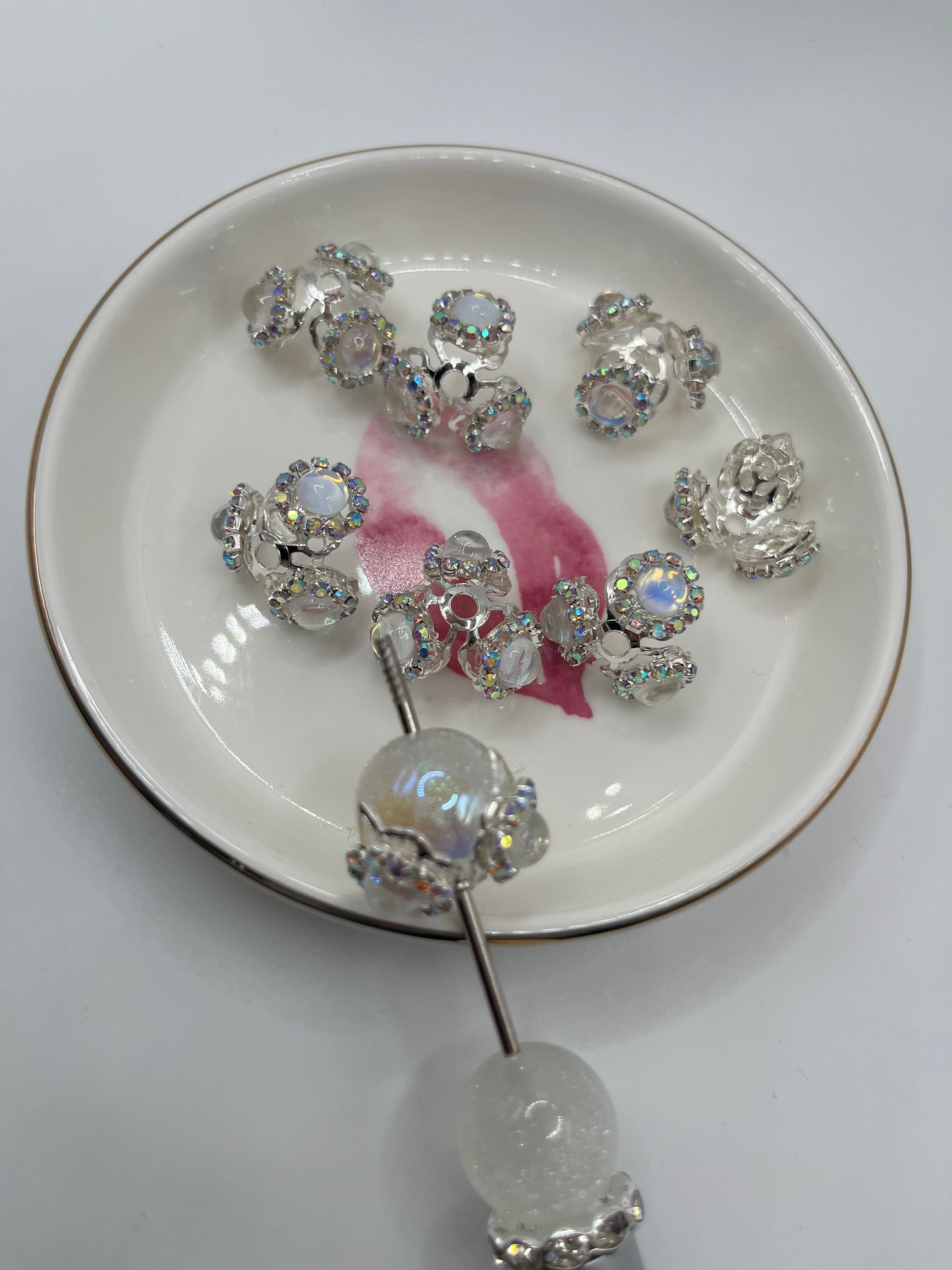 6pc Silver Fancy Bead Caps (Fits 16mm Beads)