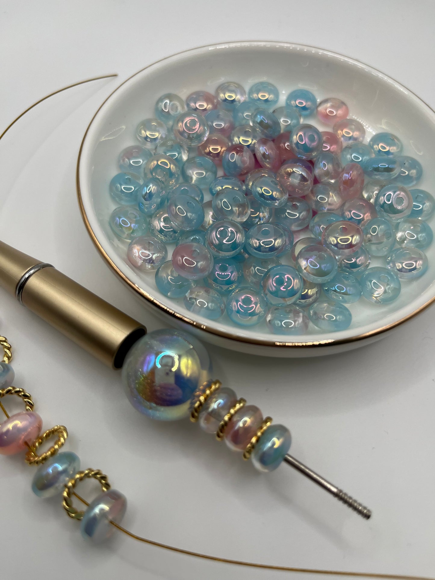 20pc Cotton Candy Acrylic Lentil Mix [6mm] (High Quality UV Coating)