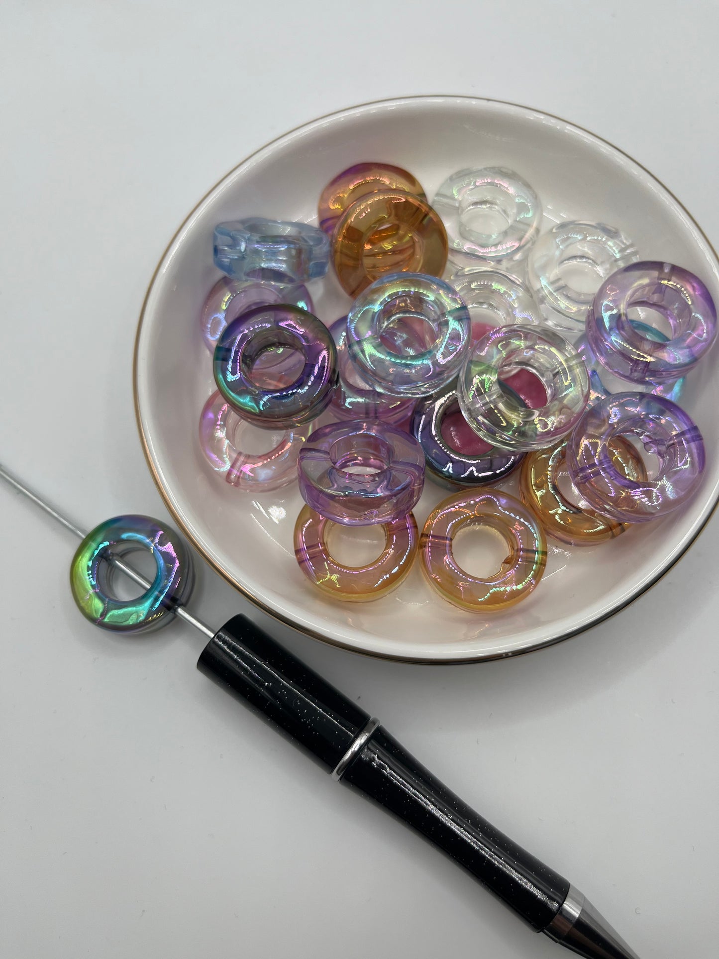20pc Mixed Color (Clear UV) Flat Donut Base Bead [21mm]