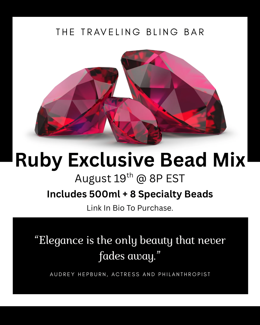 ***PREORDER- “Ruby” Exclusive Bead Mix -500ml + 8 Specialty Beads - August 19th Event