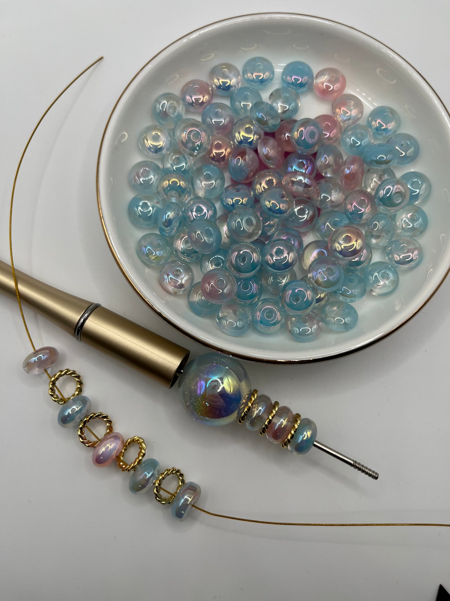 20pc Cotton Candy Acrylic Lentil Mix [6mm] (High Quality UV Coating)