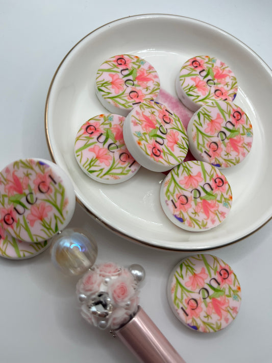 1pc GG Round Floral Silicone Bead