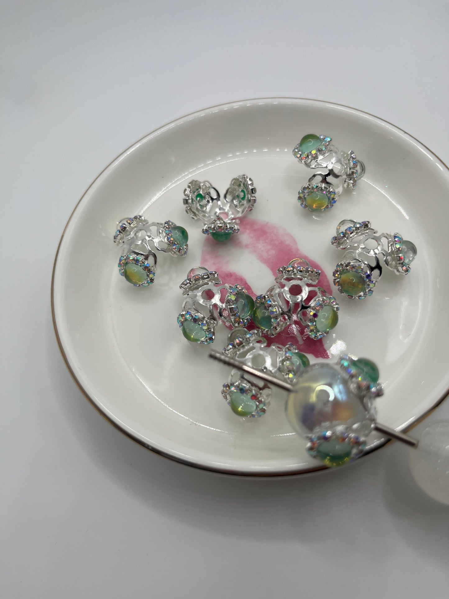 6pc Silver Fancy Bead Caps (Fits 16mm Beads)