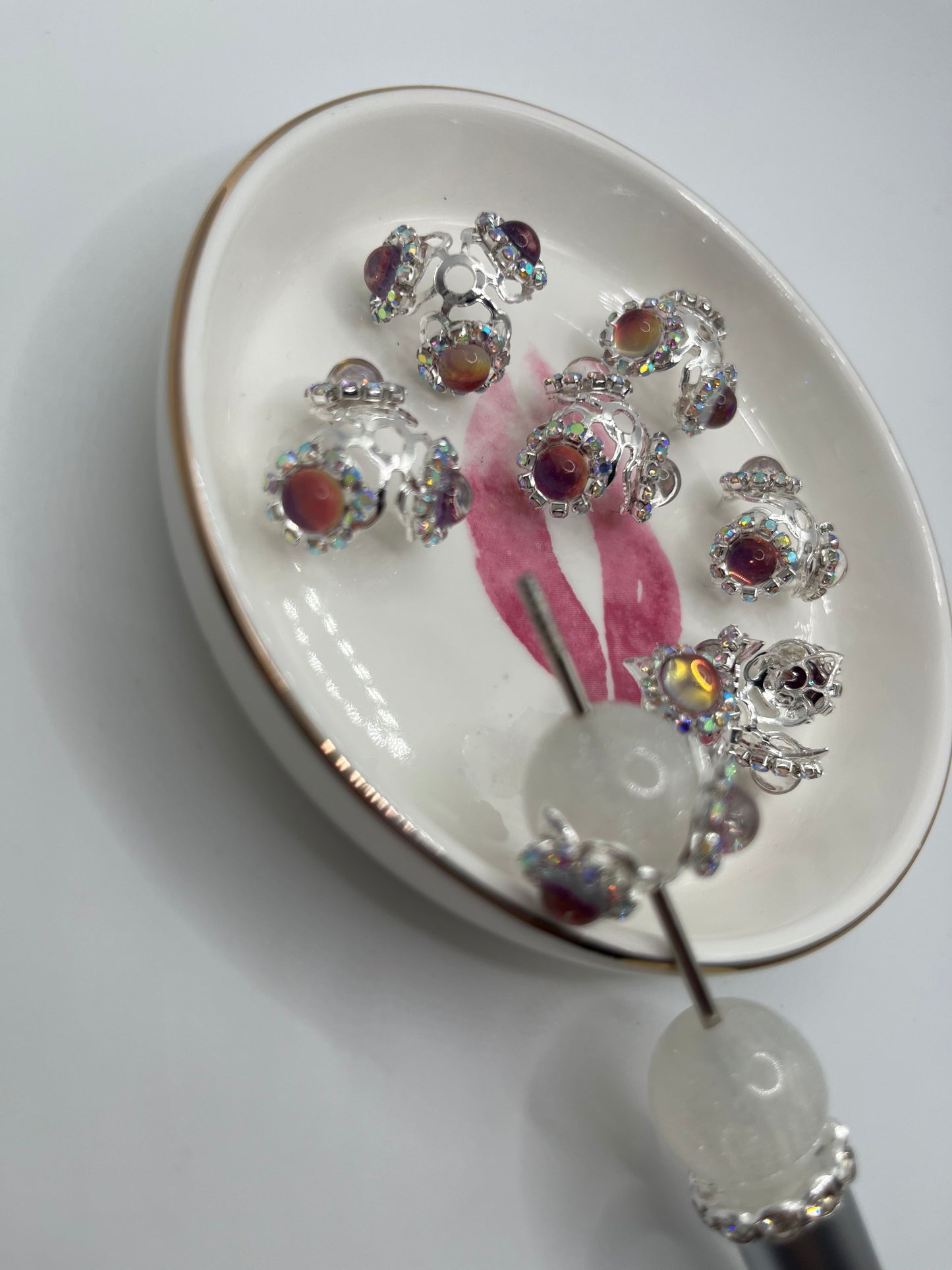 6pc Silver Fancy Bead Caps (Fits 16mm Beads)