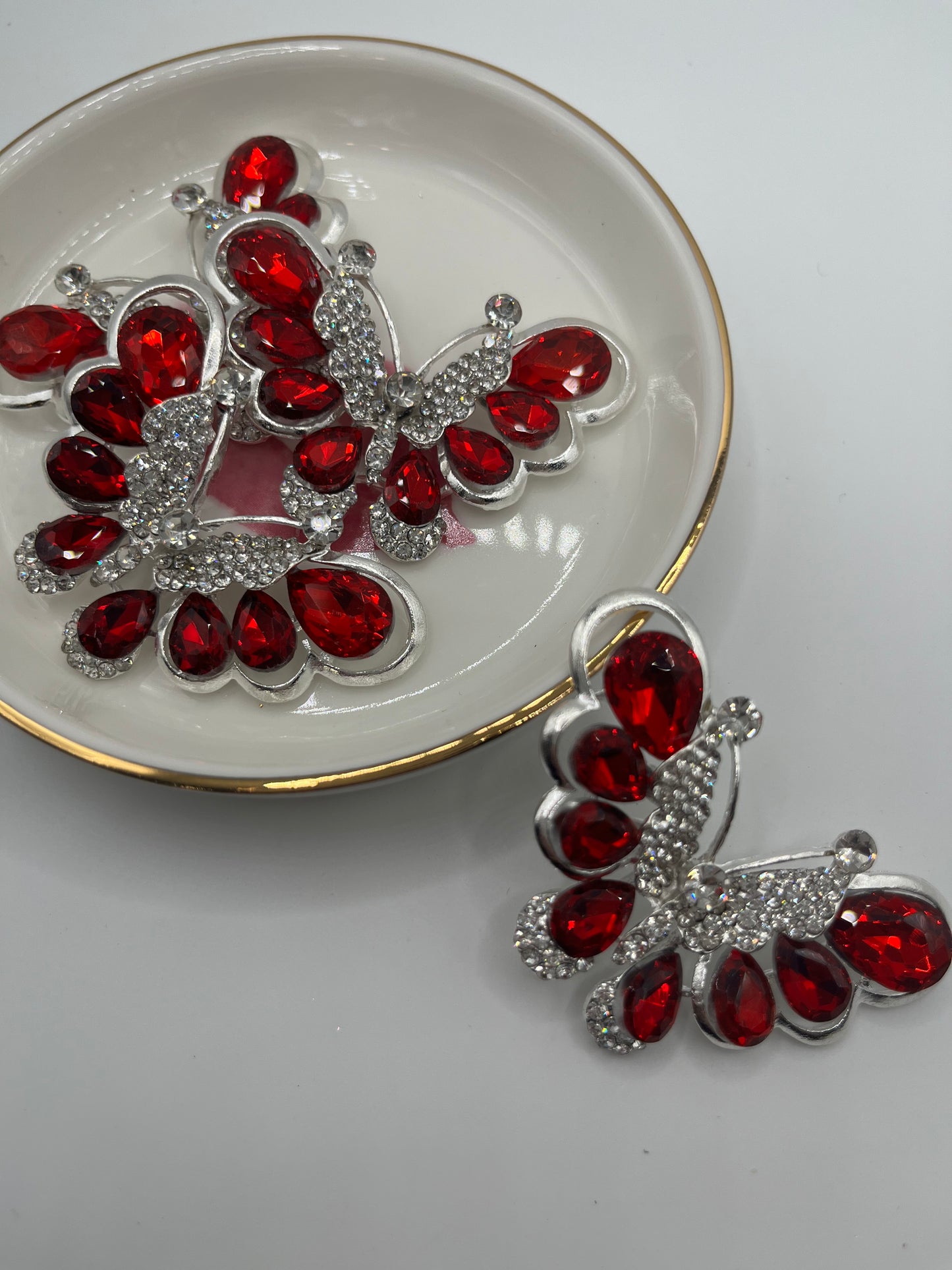 Wide Wing Bling Butterfly Metal Charm (1 piece) [Pink, Iridescent, Blue,Red,Purple]
