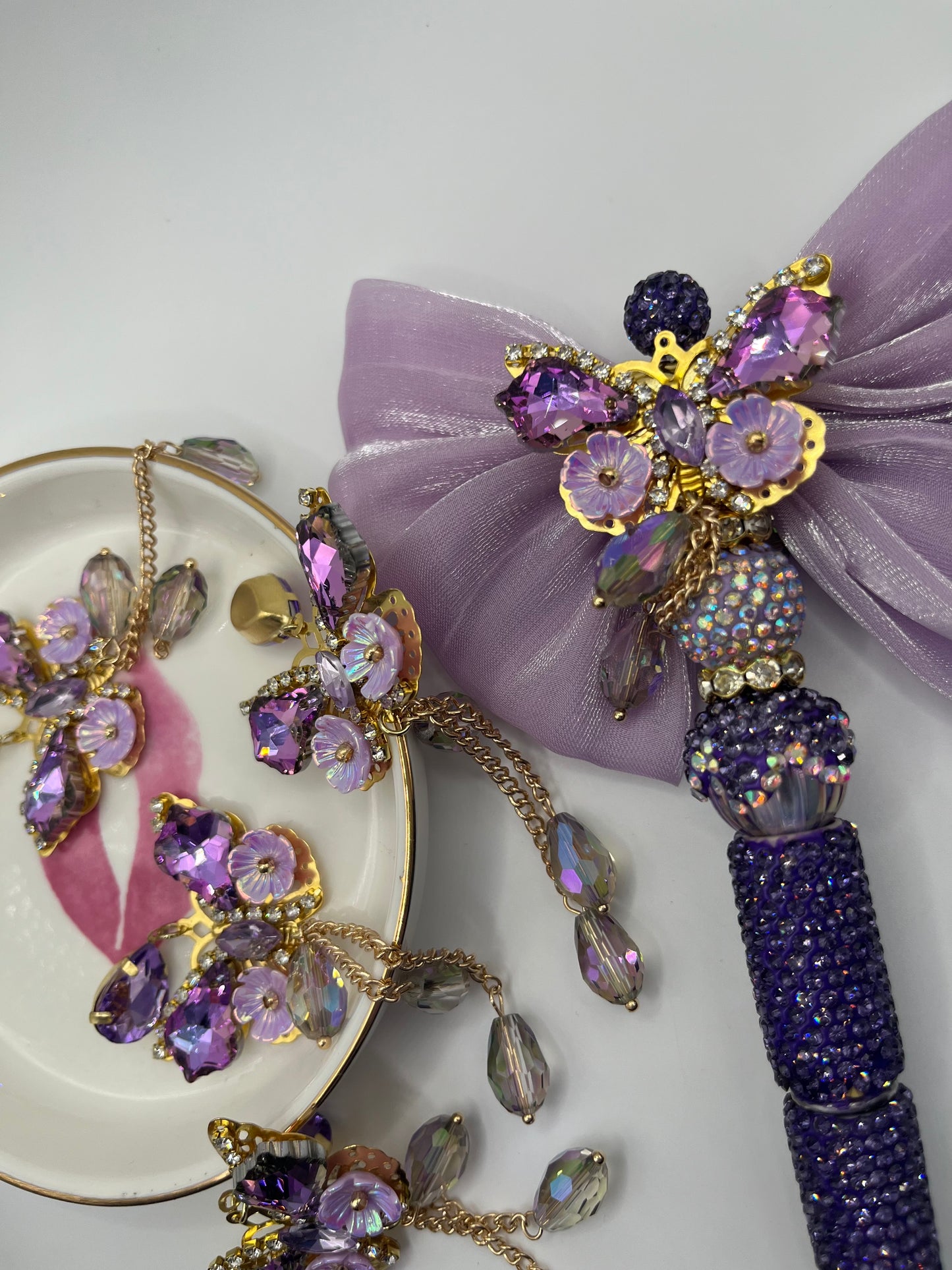 Handmade Purple Bling Butterfly Charm (1 pc)