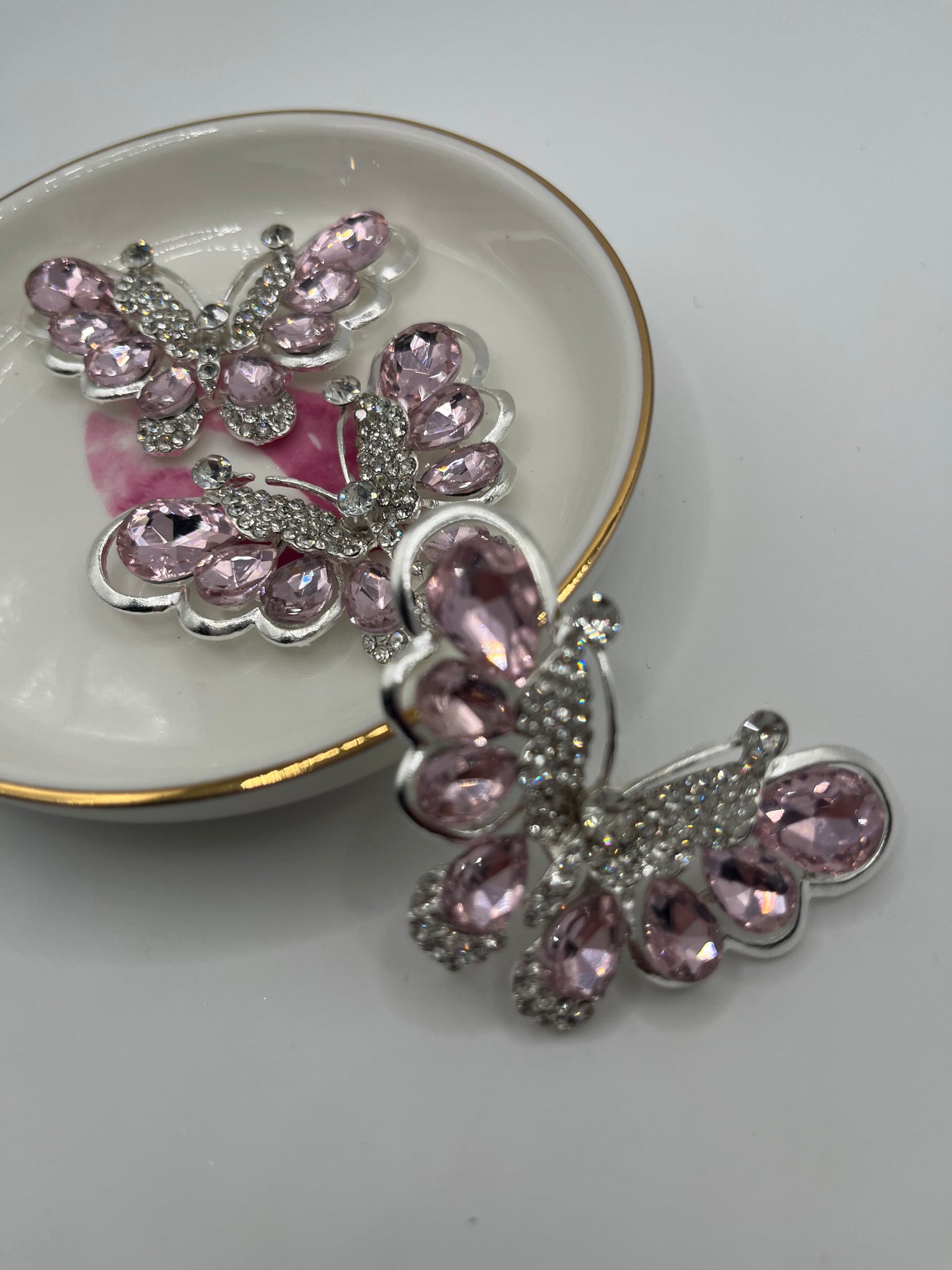 Wide Wing Bling Butterfly Metal Charm (1 piece) [Pink, Iridescent, Blue,Red,Purple]