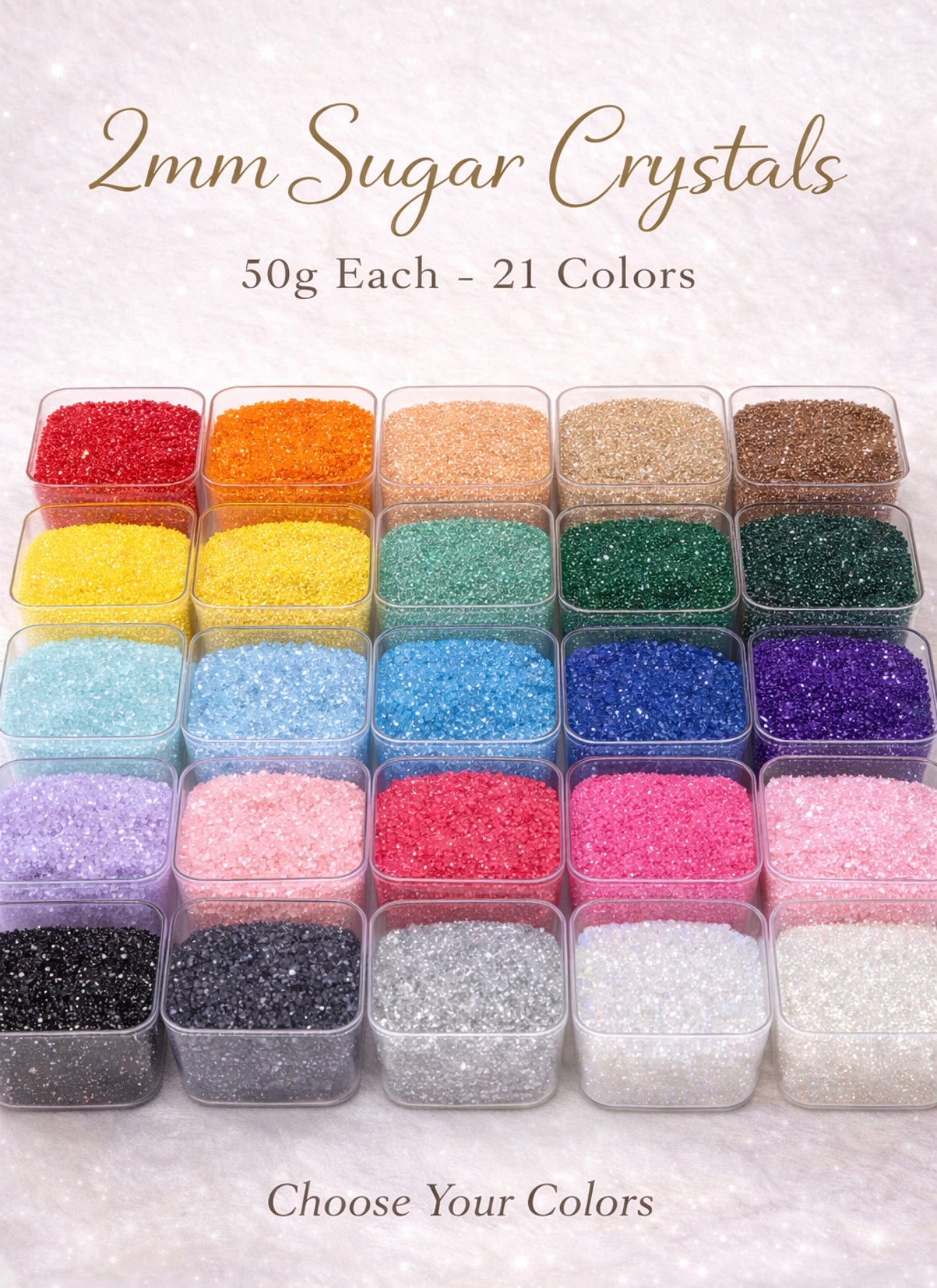 2mm Sugar Crystals – 50g Each