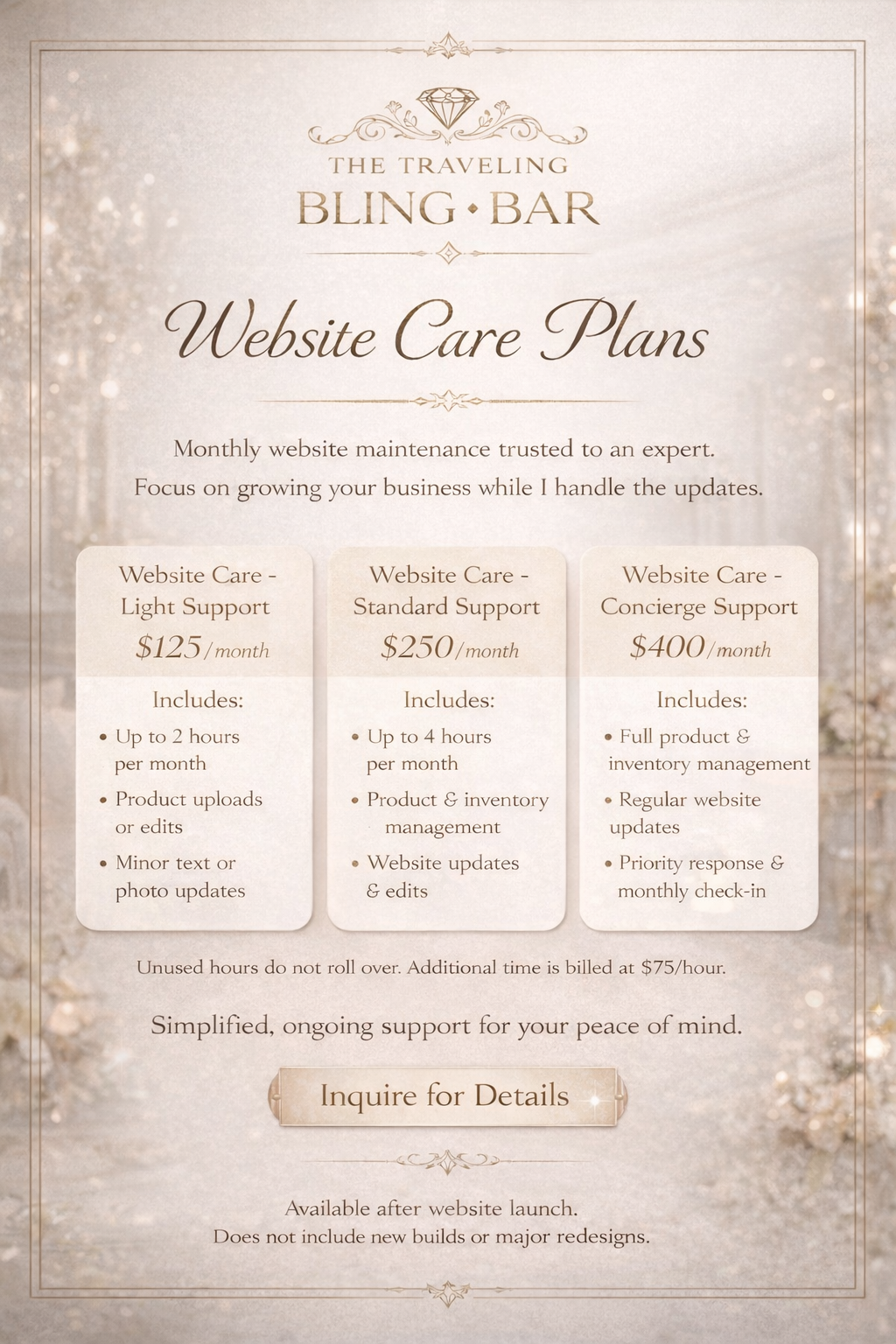 Website Design & Ongoing Support Services (Pay Monthly As Needed.)