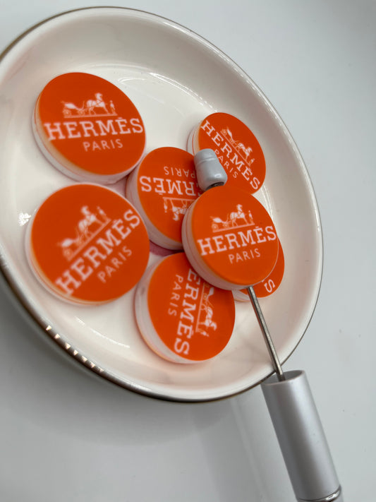 1pc “H” Orange Round Silicone Bead