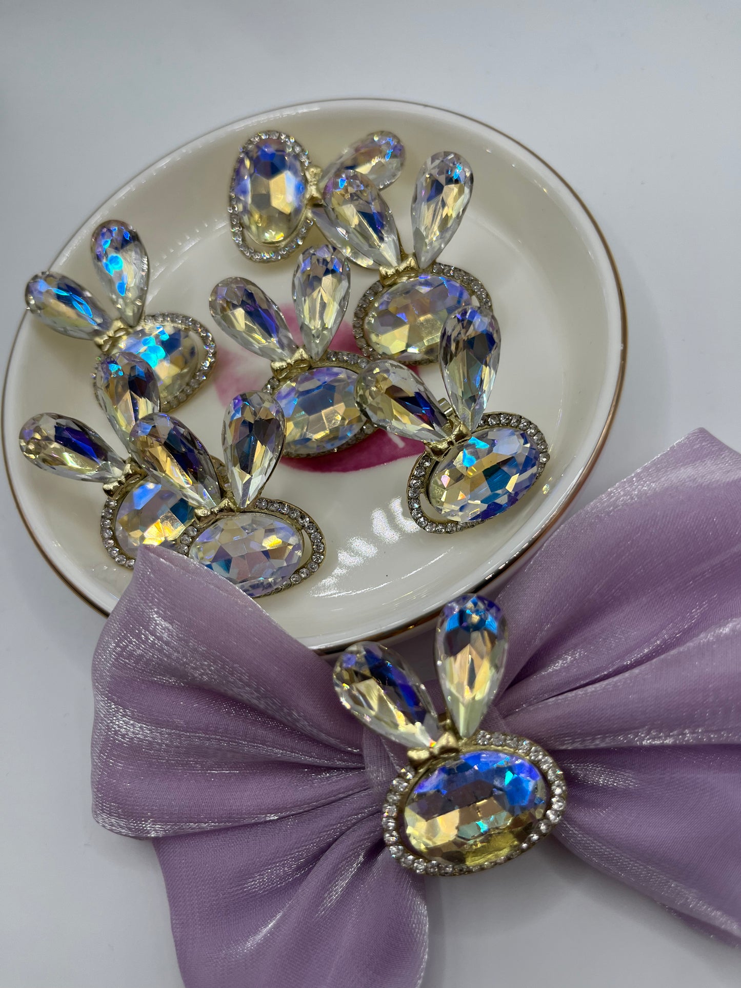 5pc Bling Bunny Head Metal Charm