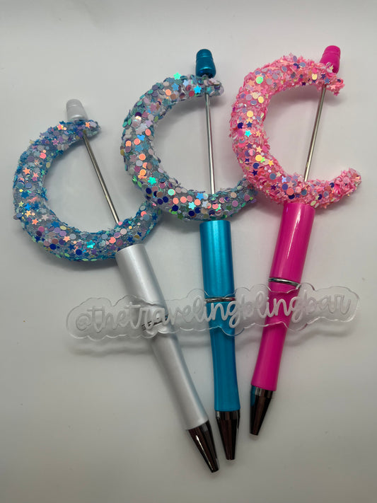 3pc Pre-Wrapped Acrylic Moon Bead (Crescent Shape - 2 Hole)