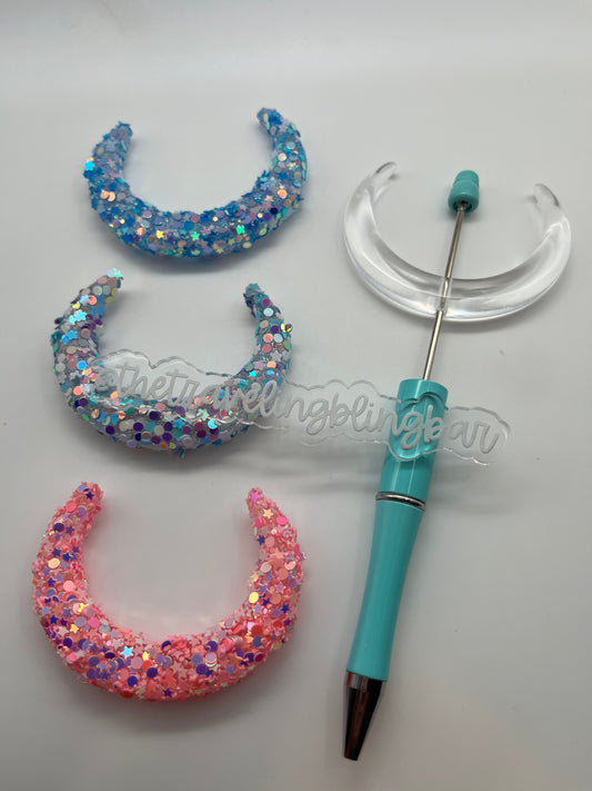 3pc Pre-Wrapped Acrylic Moon Bead (Middle Hole)