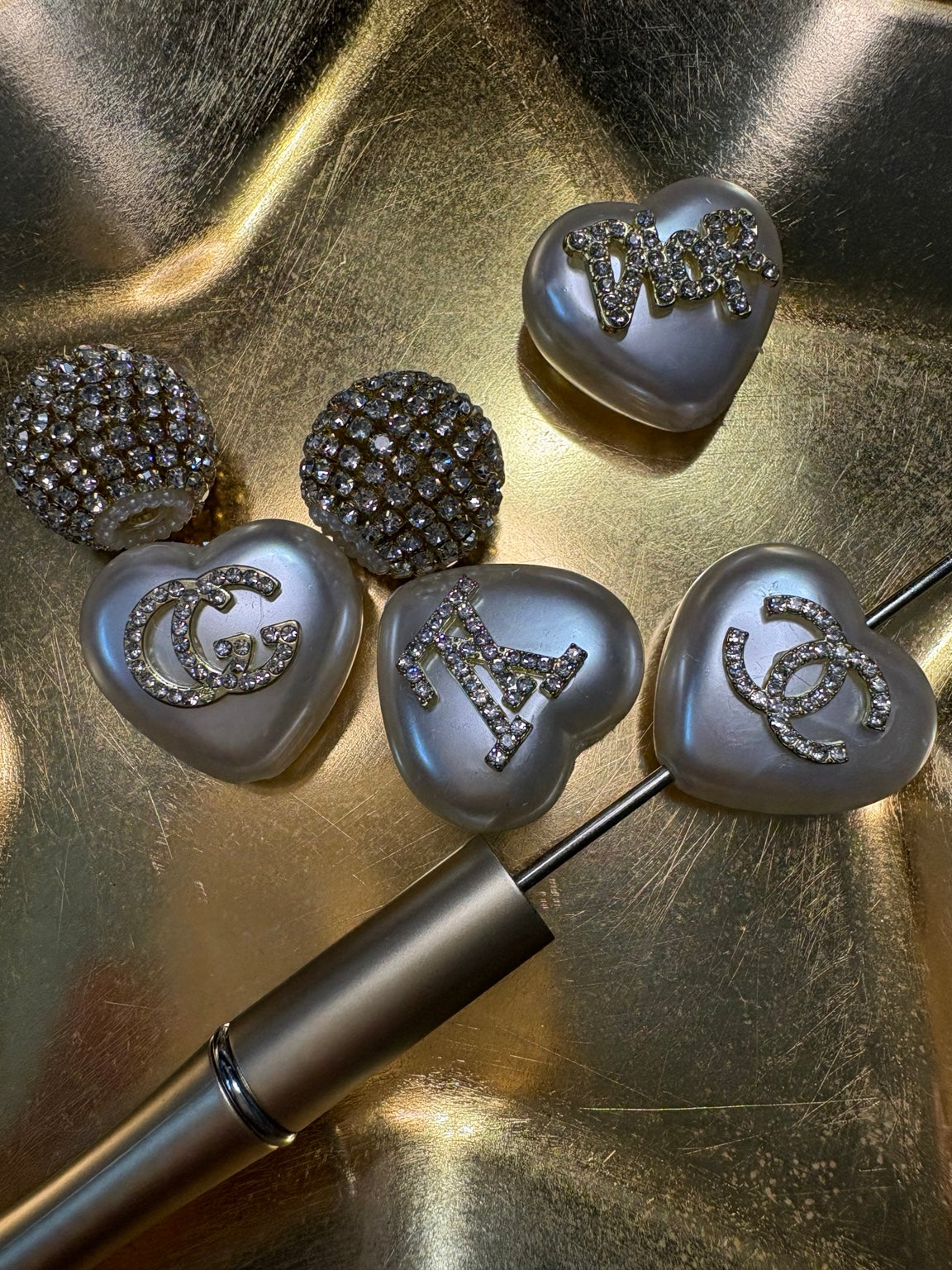 Luxe CC-Inspired Heart Beads (Pre-Order | Handmade) ✨Gold Or Silver Metal Available.