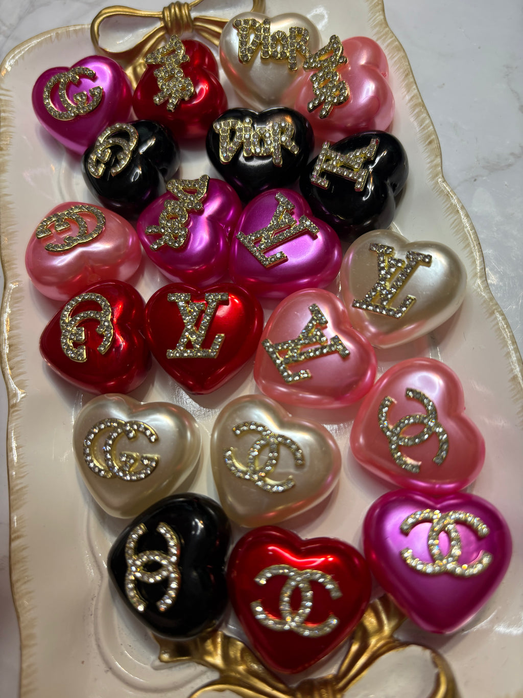Luxe GG-Inspired Heart Beads (Pre-Order | Handmade) ✨Gold Or Silver Metal Available.